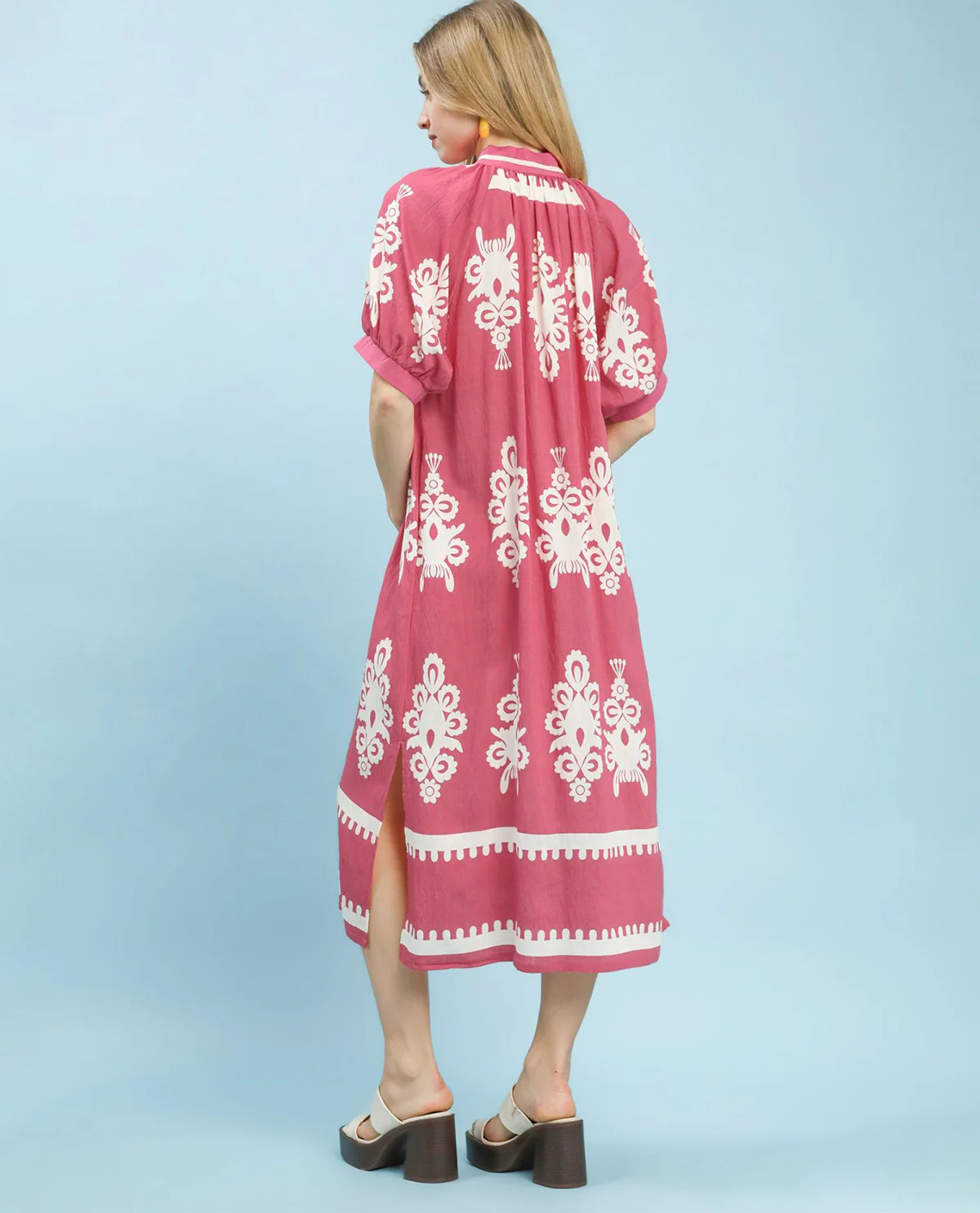 Umgee 2 Tone Border Print Dress - Image 3