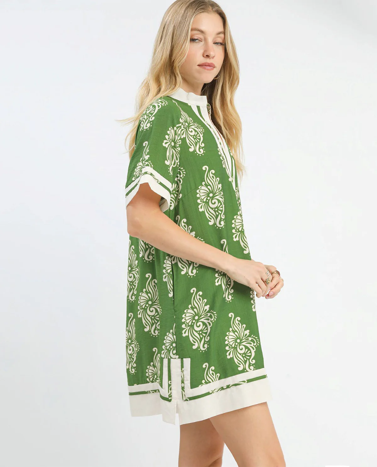 2 Tone Print V-neck Dress - Image 5