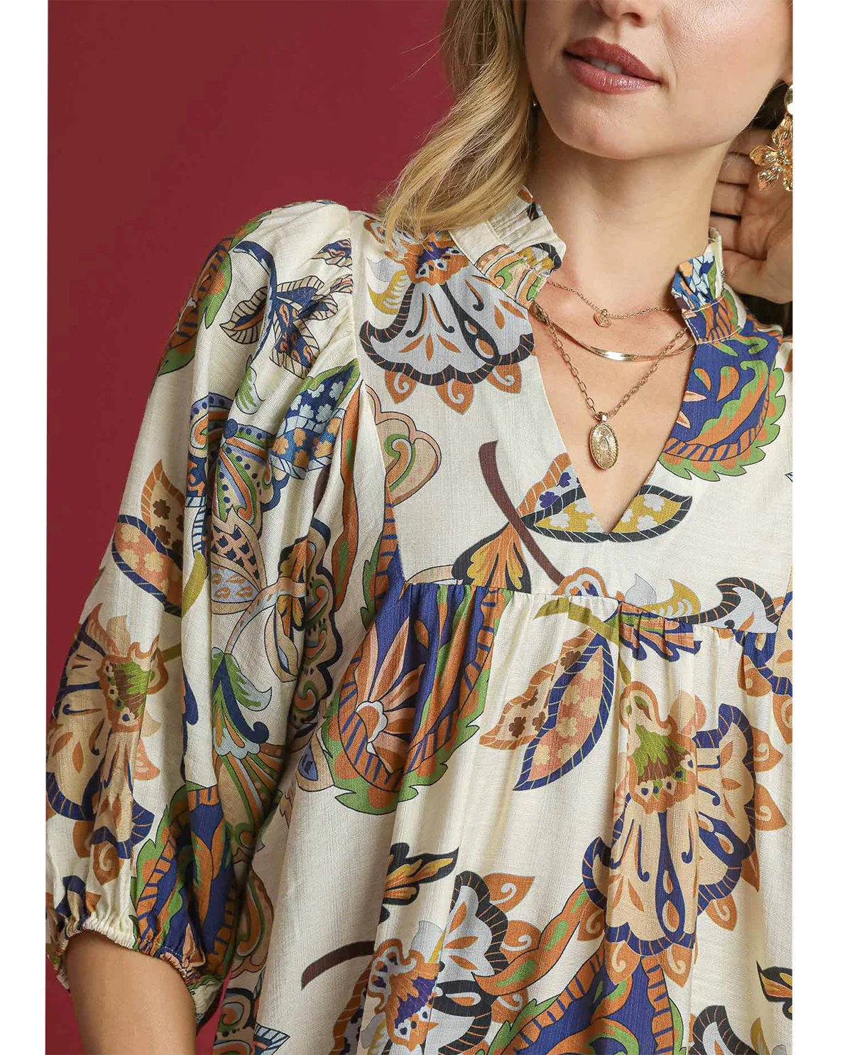 Umgee Abstract Floral Print Dress - Image 3