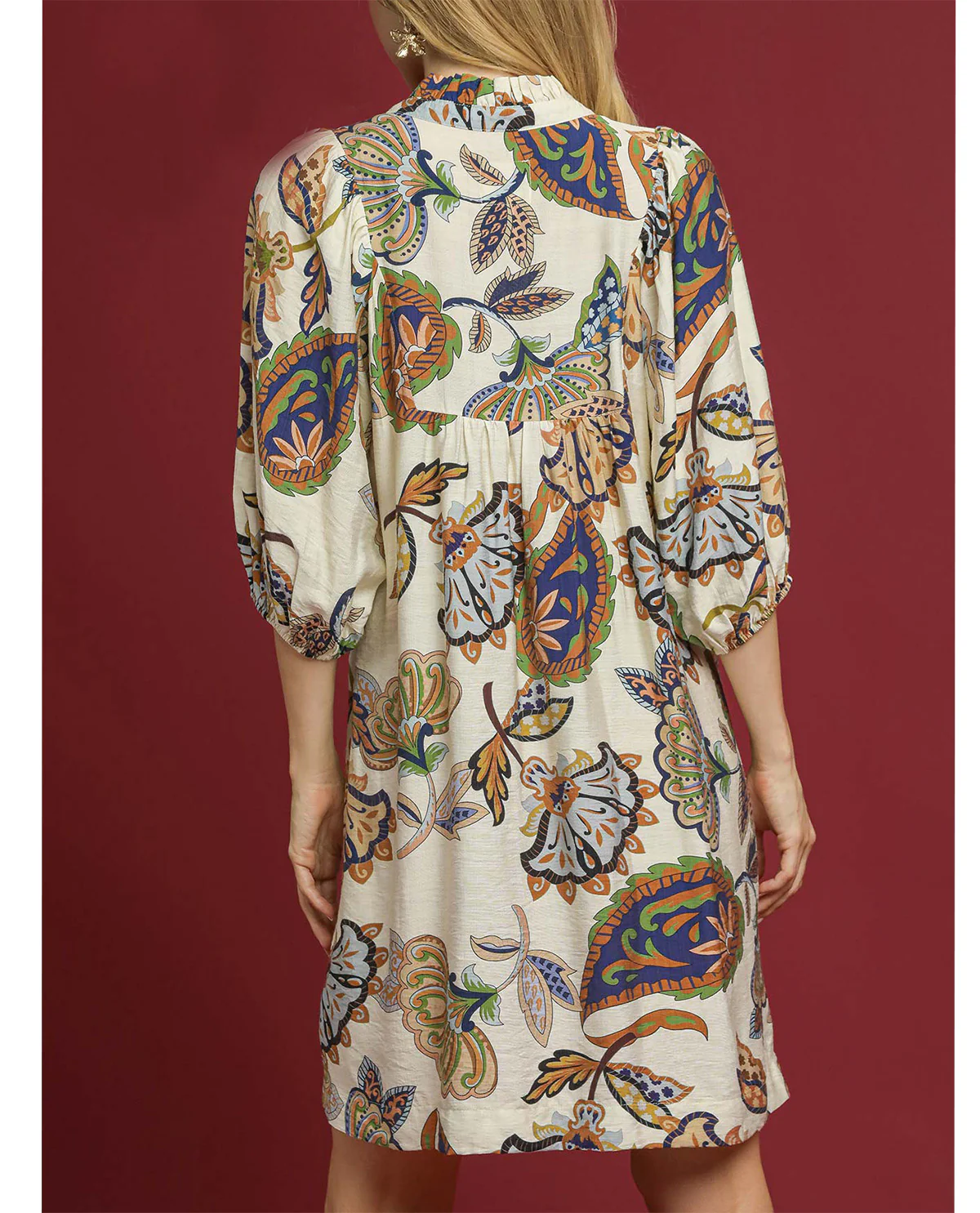 Umgee Abstract Floral Print Dress - Image 4