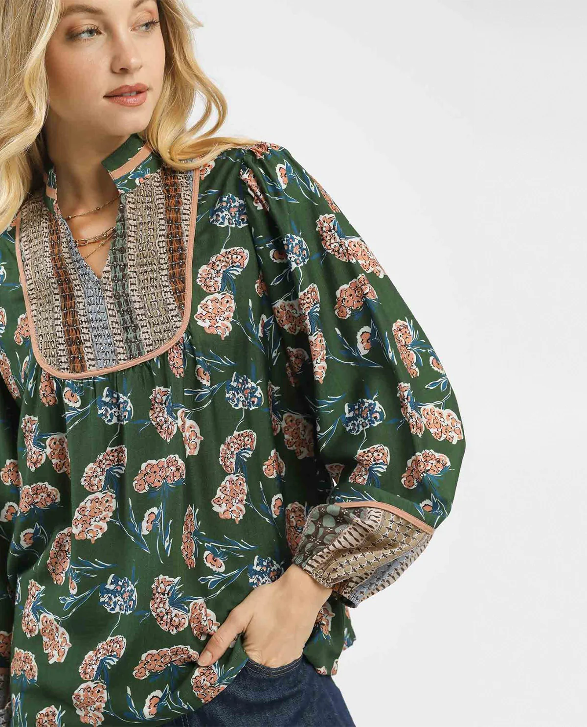 Umgee Bloom Cluster Boarder Print Top - Image 5