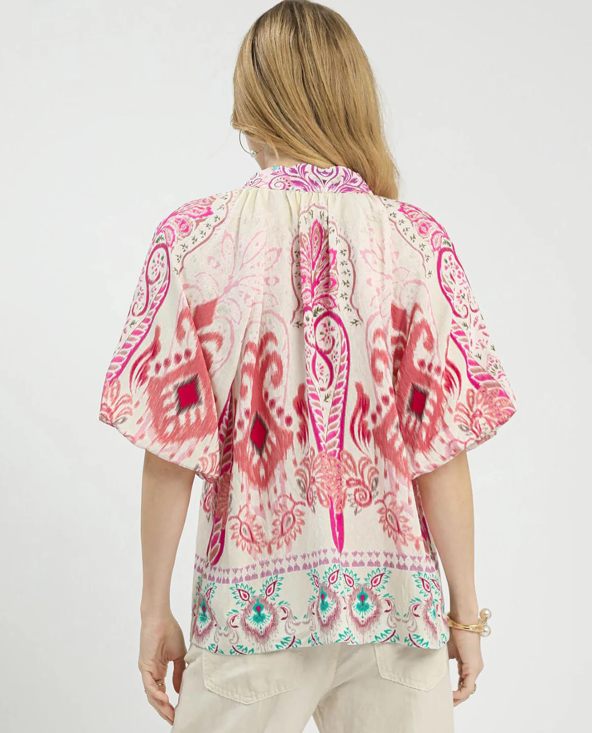 Umgee Border Print Vneck Top - Image 5