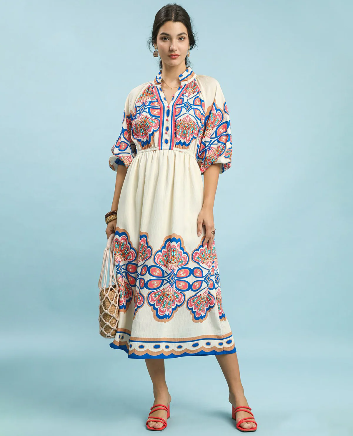 Umgee Border Print Midi Dress - Image 2