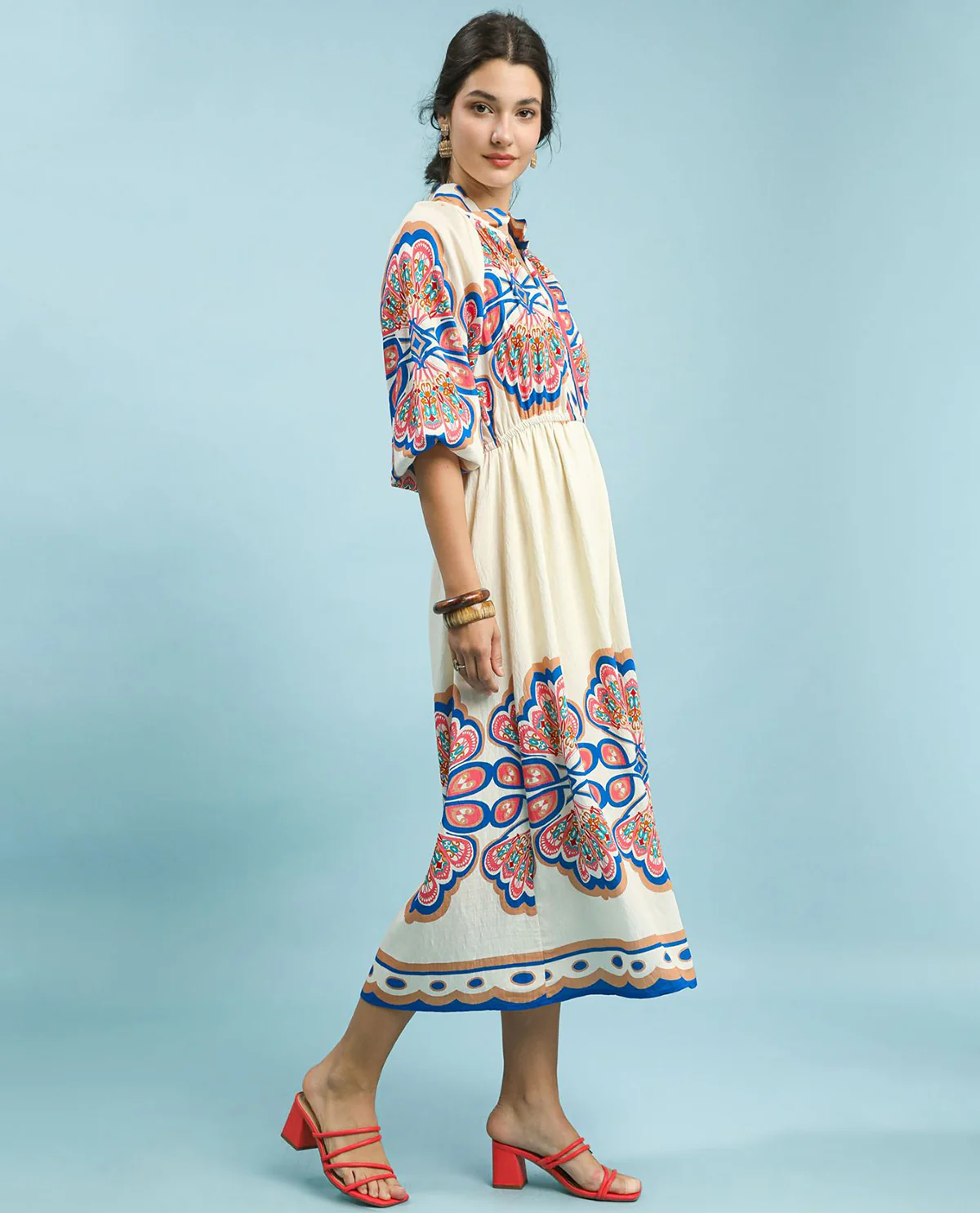 Umgee Border Print Midi Dress - Image 3