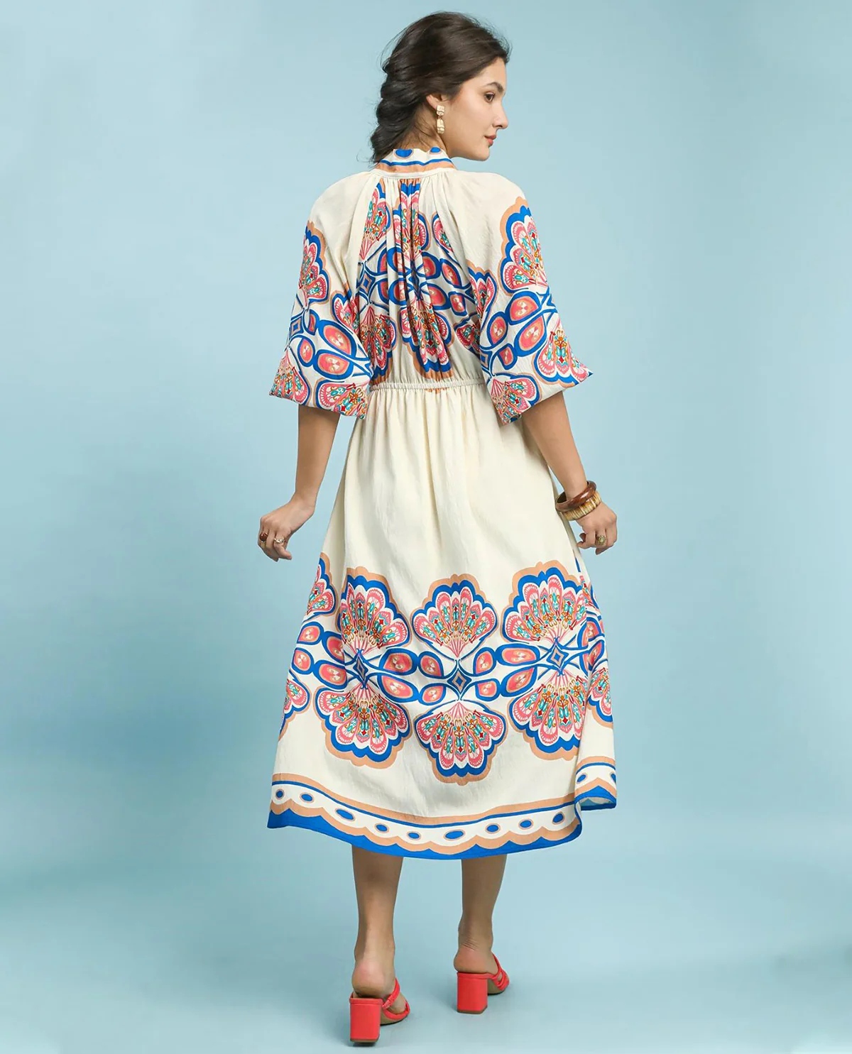 Umgee Border Print Midi Dress - Image 4
