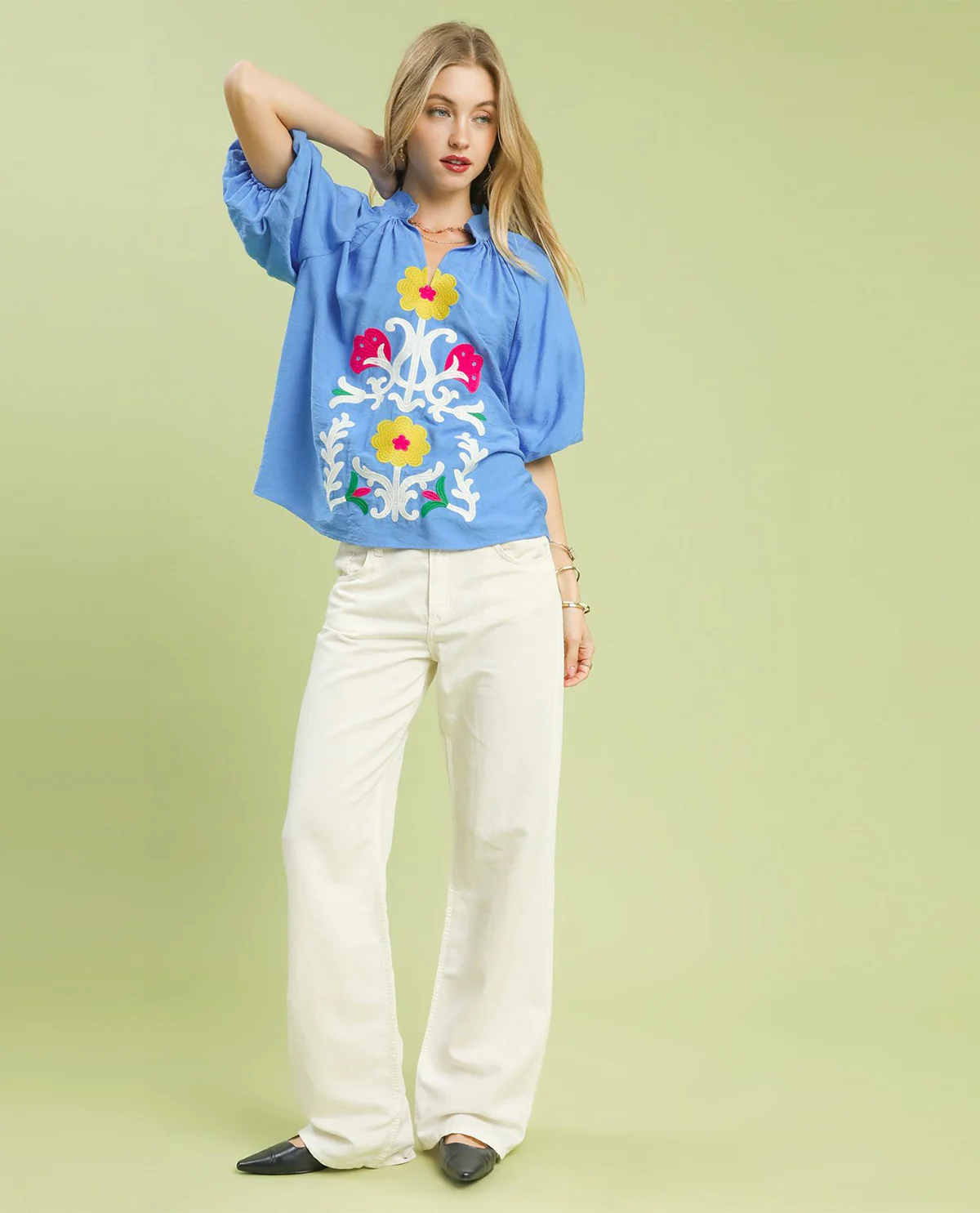 Umgee Multicolor Embroidered Boho Top - Image 2