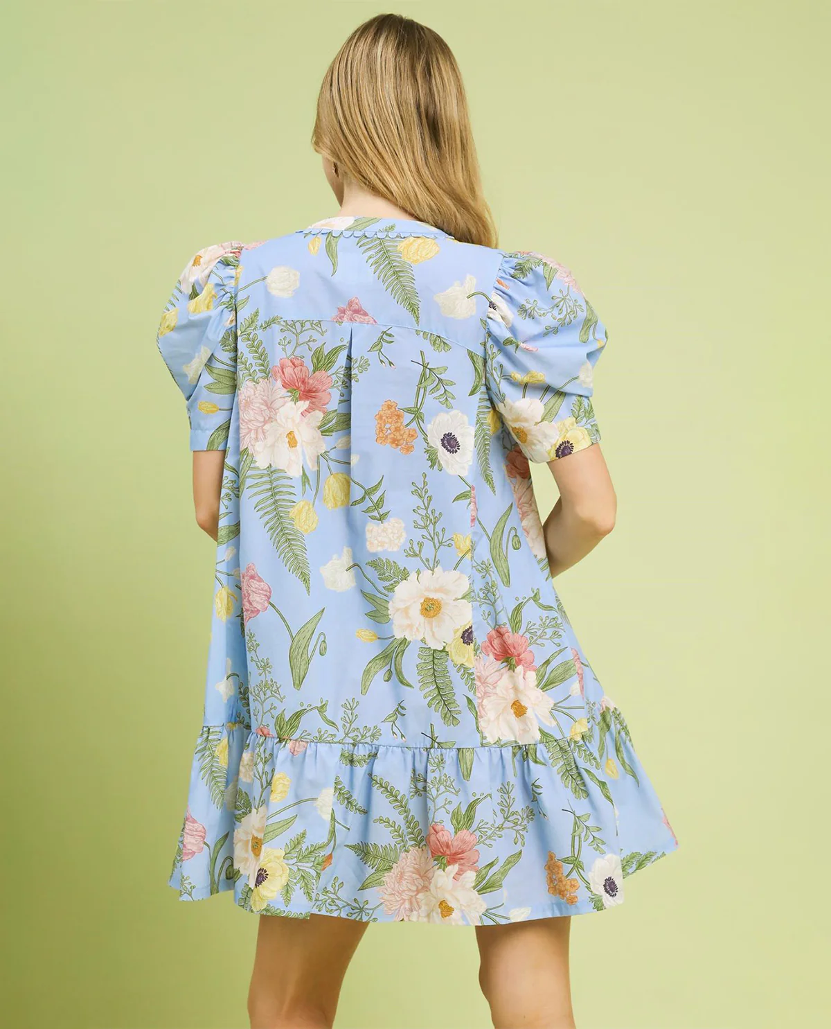 Umgee Floral Print Dress Puff Sleeve - Image 3