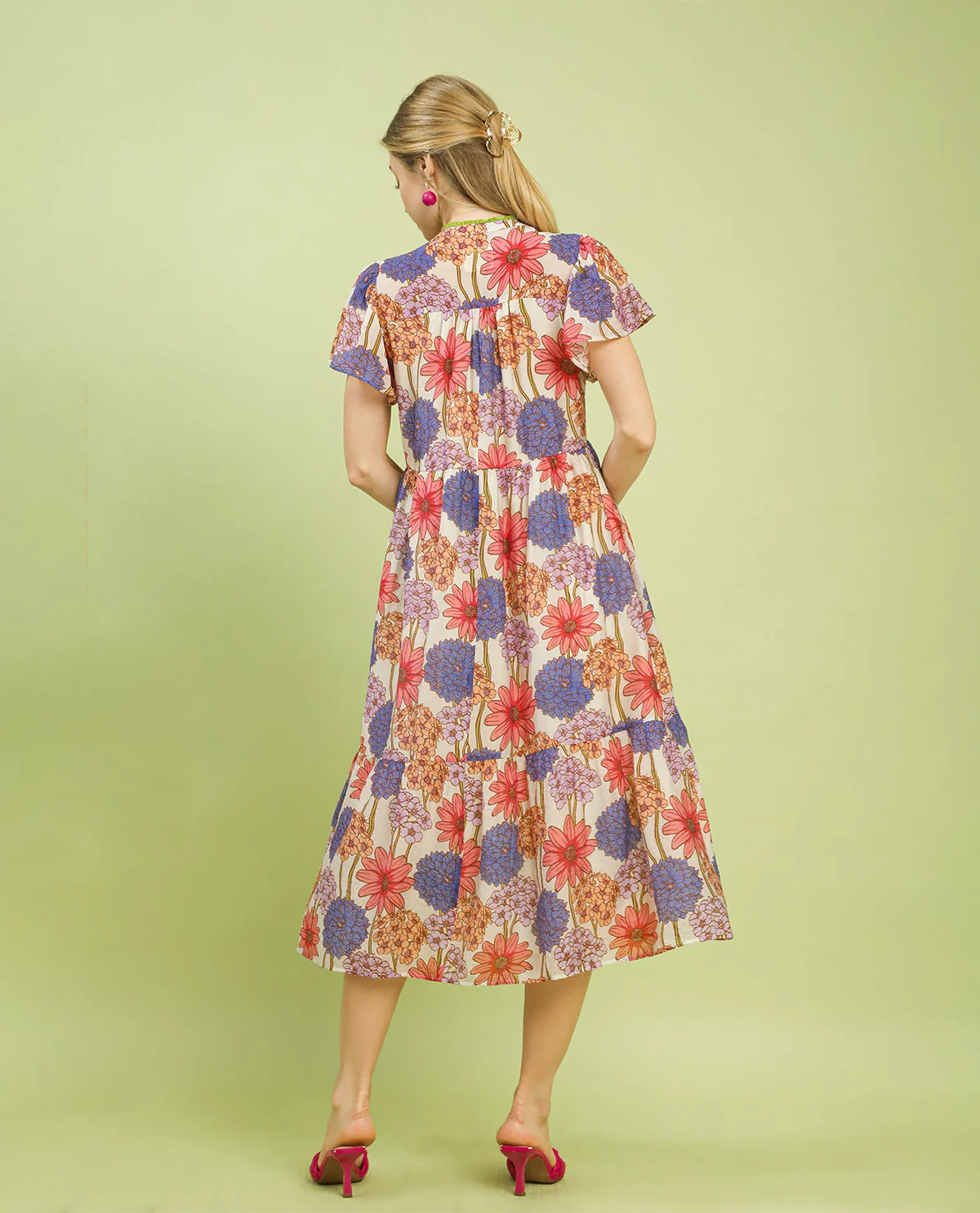 Umgee Floral Button Front Dress Pink - Image 3