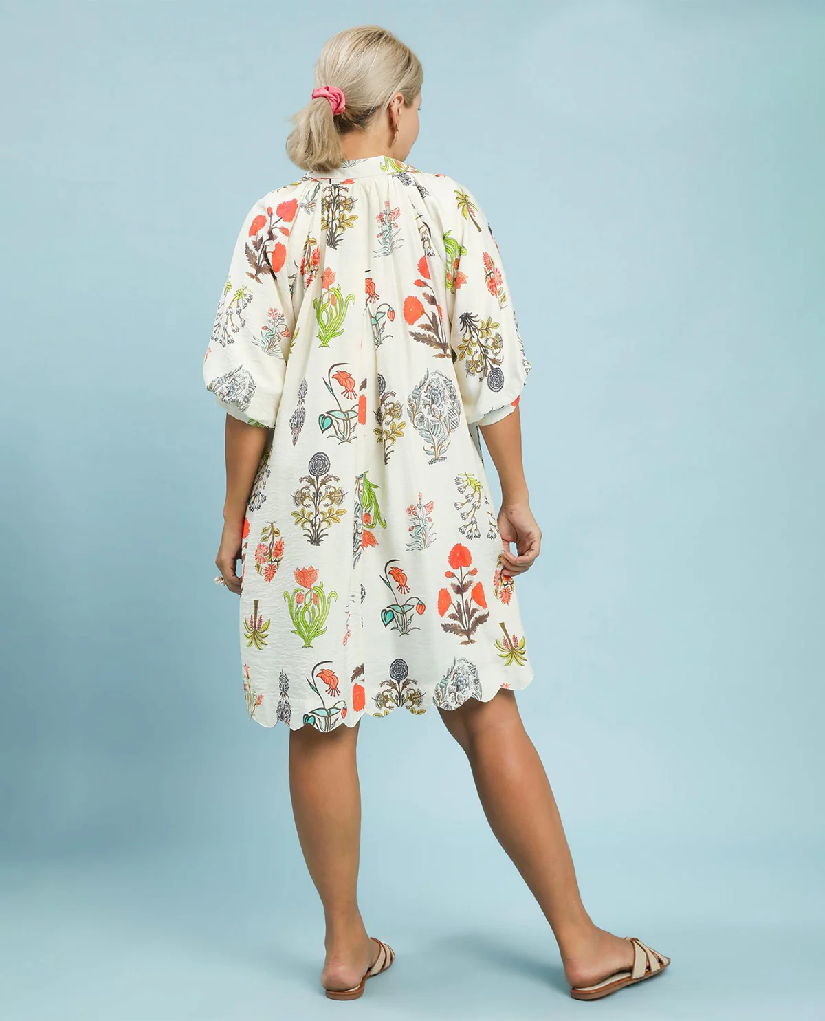 Umgee Floral Encyclopedia Print Midi Dress Cream - Image 2