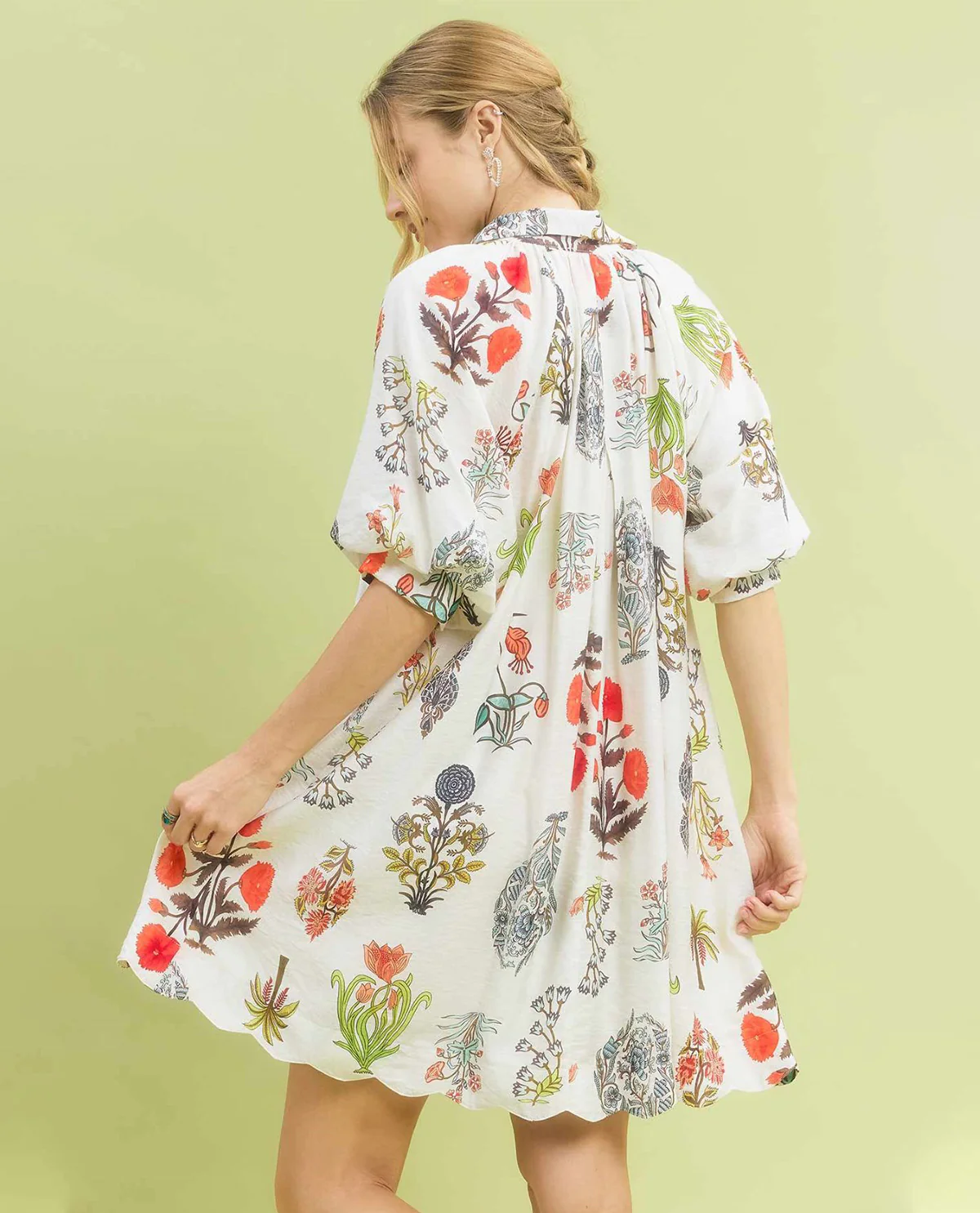 Umgee Floral Encyclopedia Print Mini Dress - Image 2