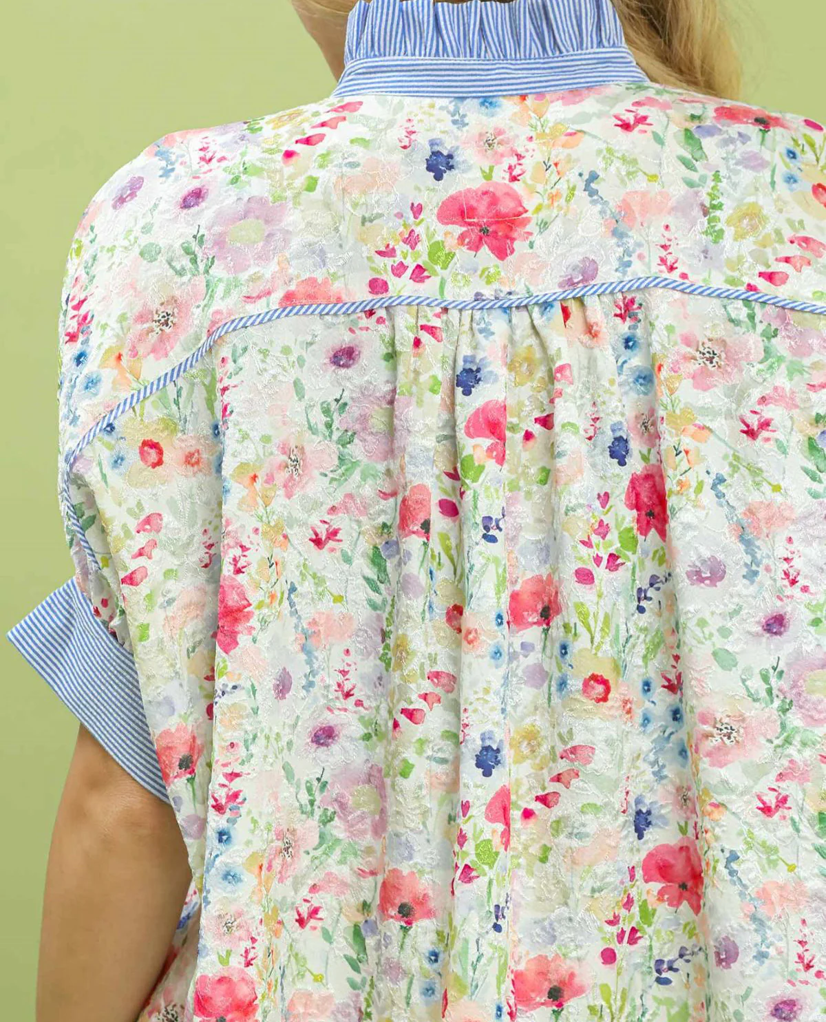 Floral Button Down High Neck Print Top - Image 2