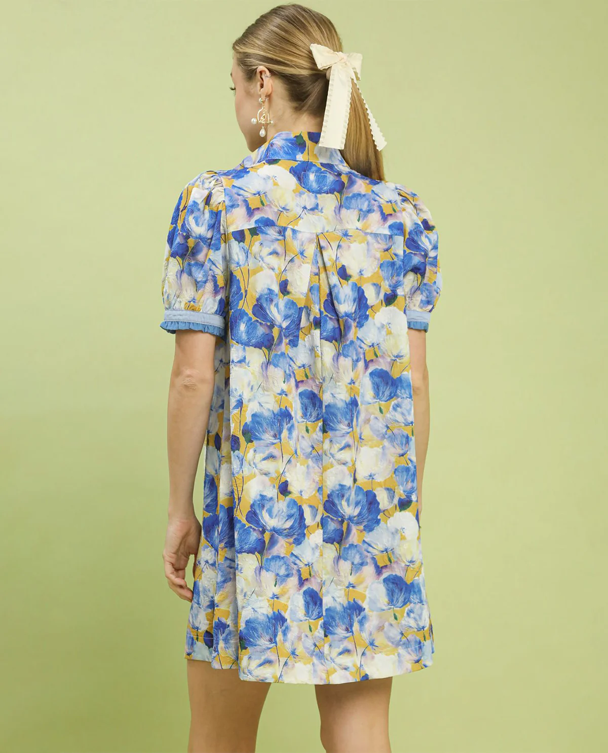 Umgee Floral Print High Neck Midi Dress - Image 2