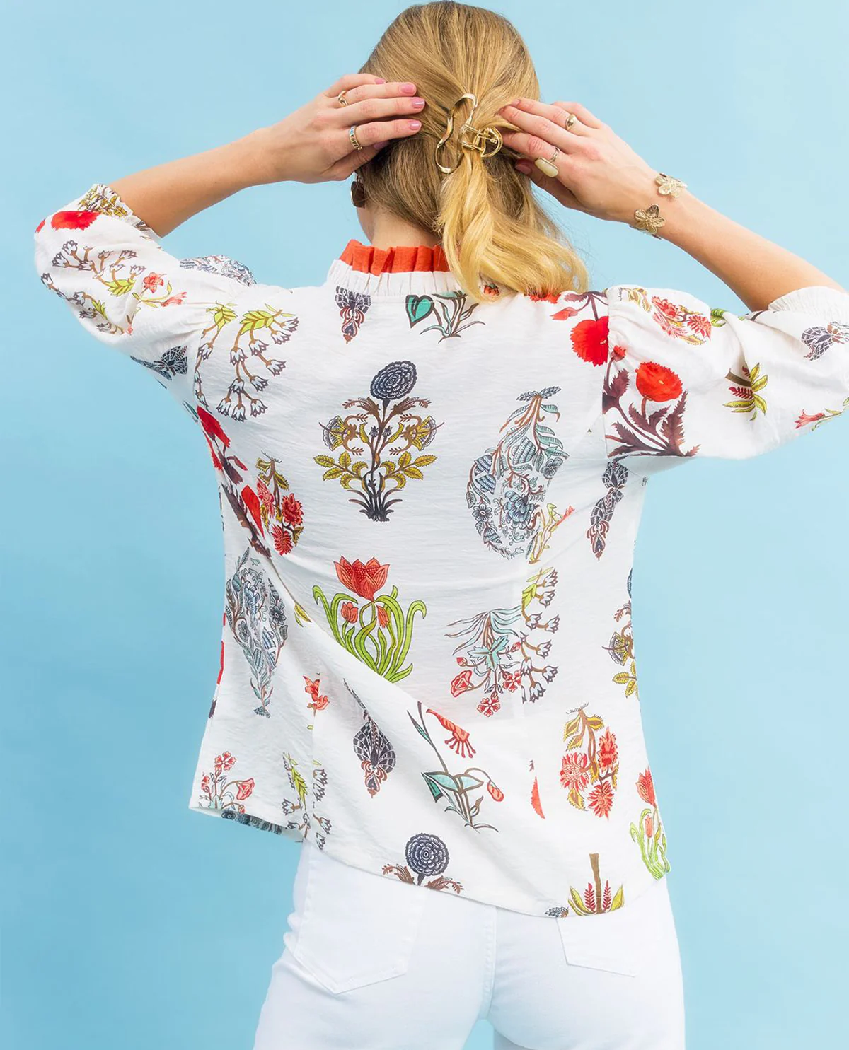 Umgee Floral Encyclopedia Print Button Down Top - Image 3