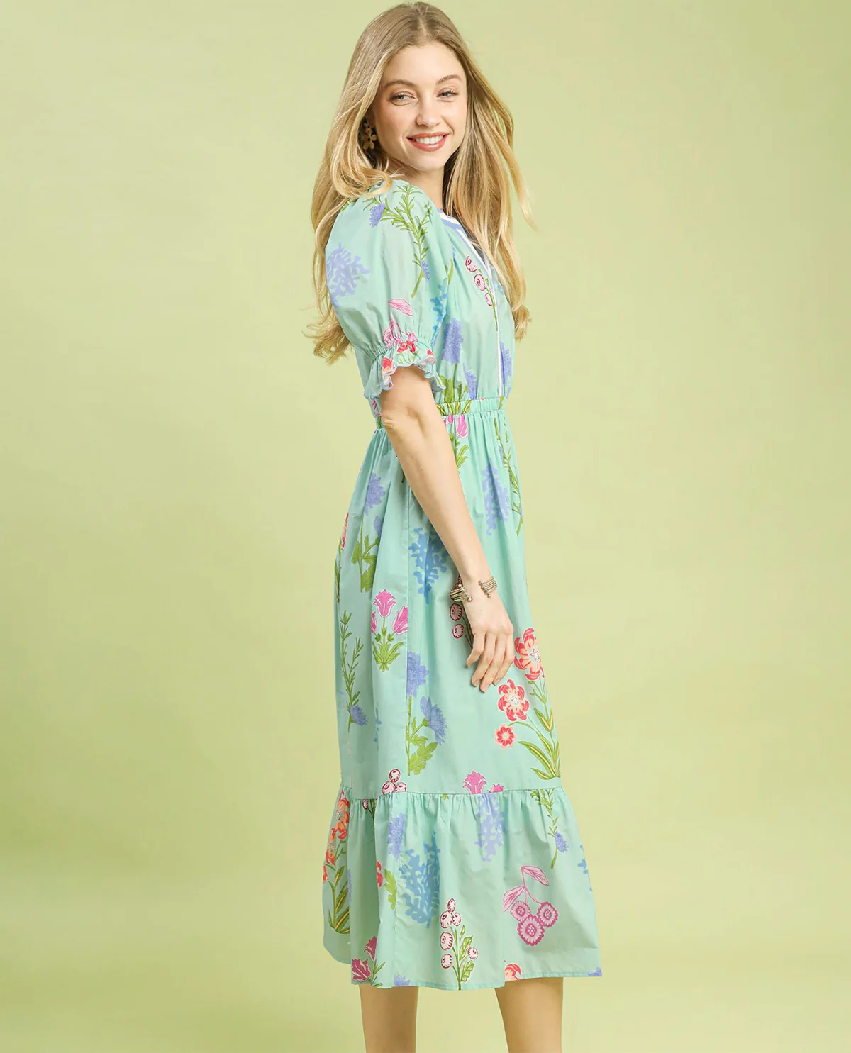 Umgee Multi Floral V-neck Dress - Image 2