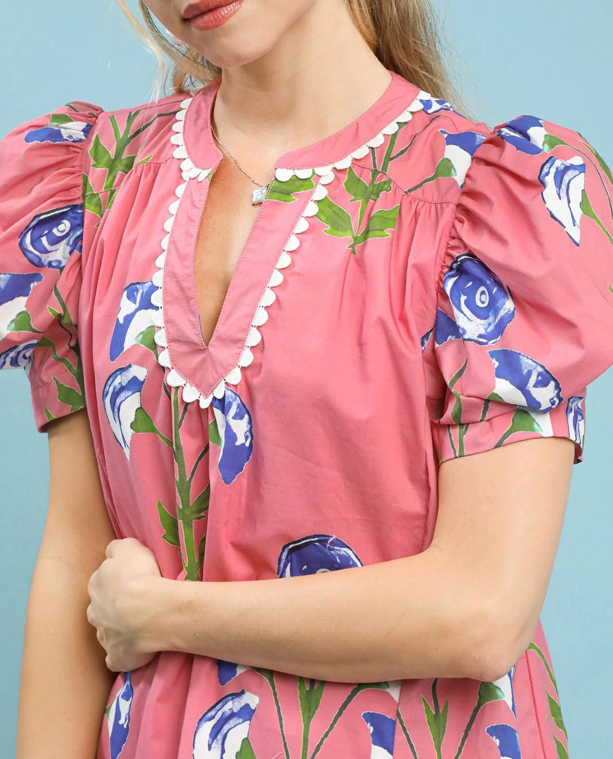 Flower Print Dress with Scallop Trim - Image 4