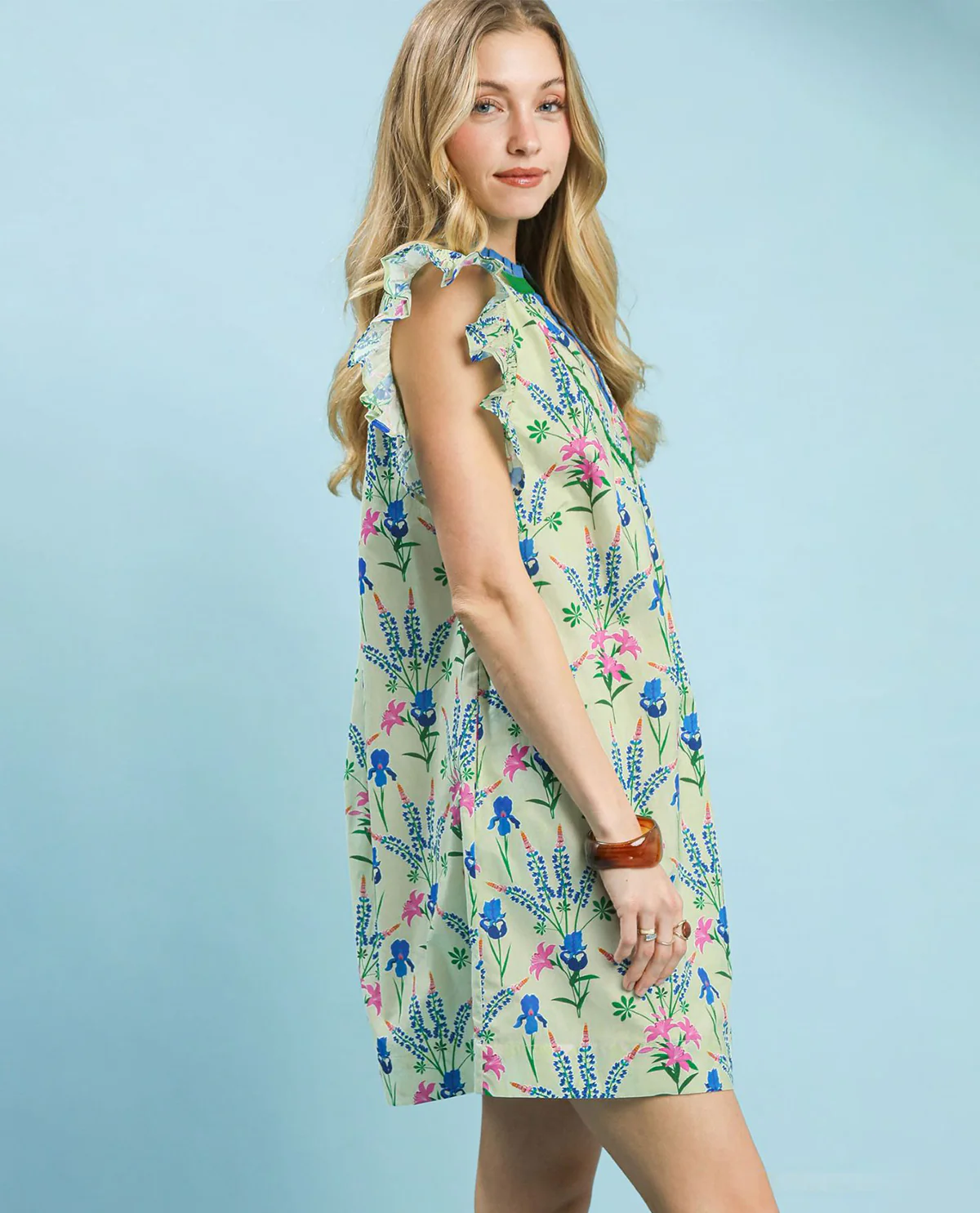 Umgee Flutter Sleeve Print Dress - Image 2