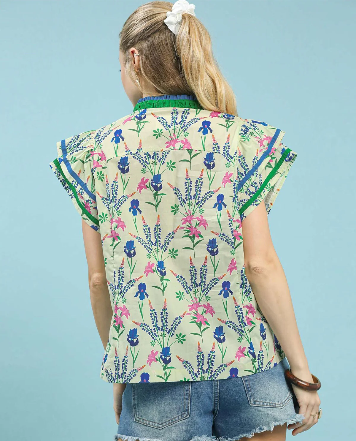 Floral Mix Print Top with Flutter Sleeves - Image 5