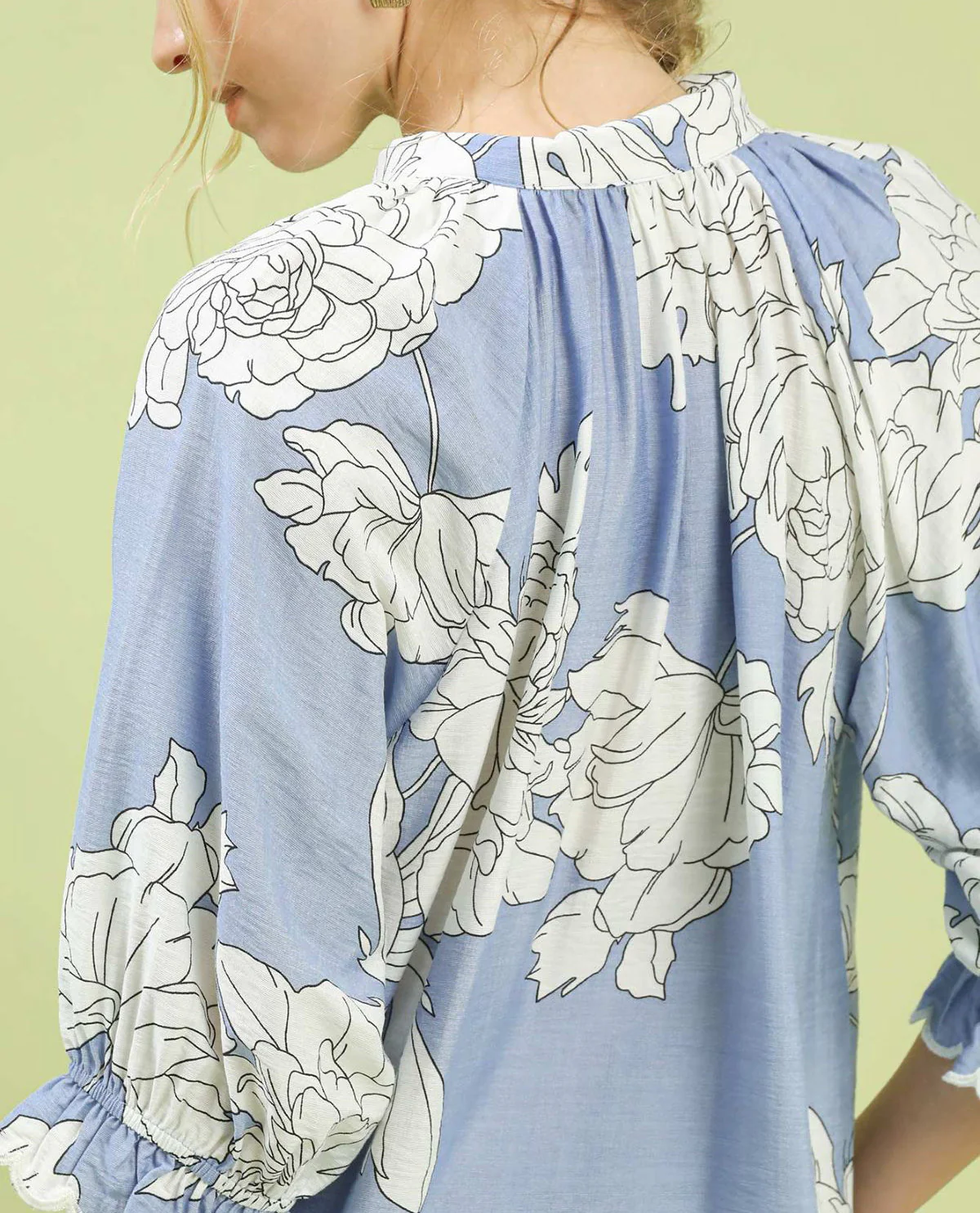 Peony Print Collared Top - Image 3