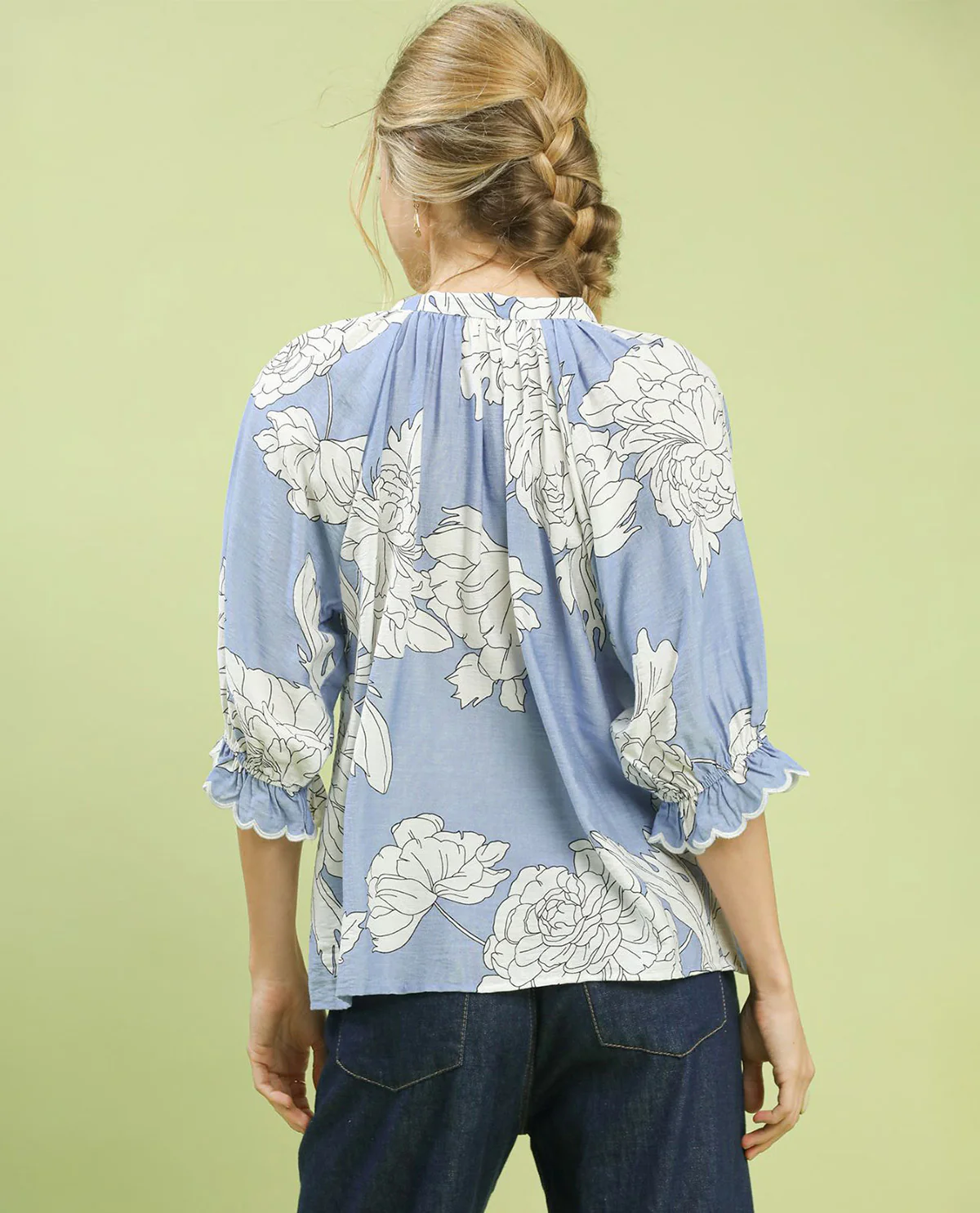 Peony Print Collared Top - Image 4