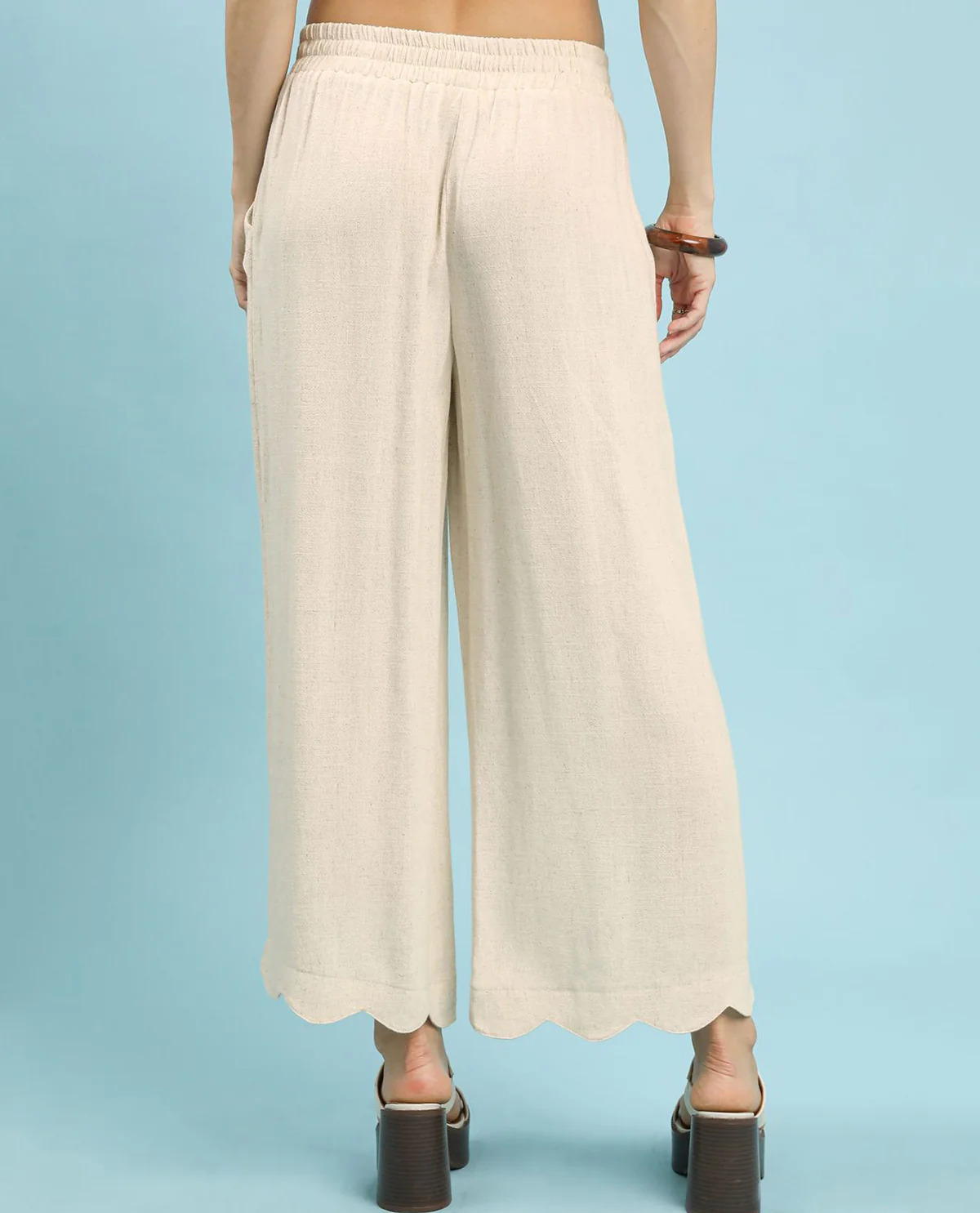 Umgee Linen Crop Pants Ivory - Image 3