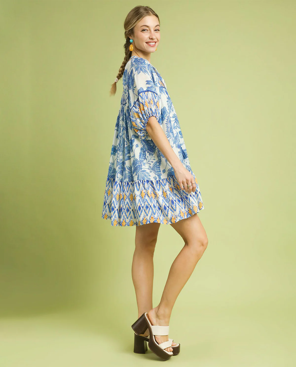 Abstract Mixed Print Babydoll Dress - Image 3