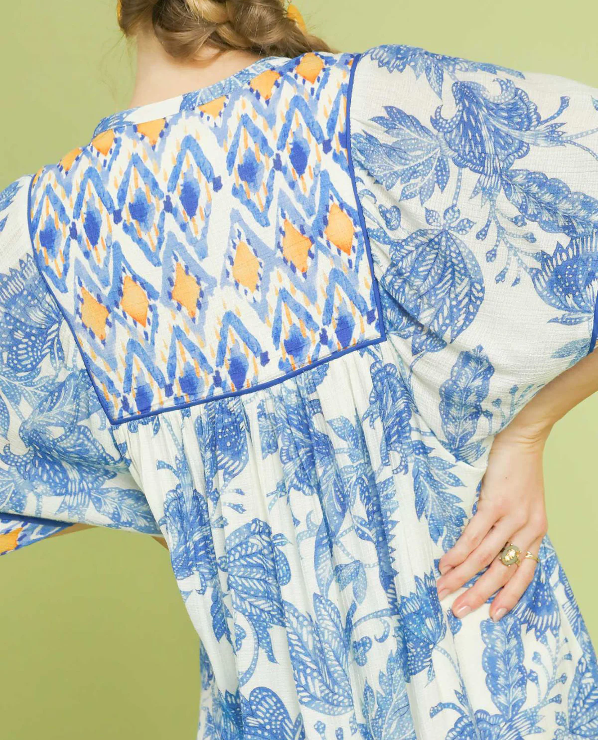 Abstract Mixed Print Babydoll Dress - Image 4