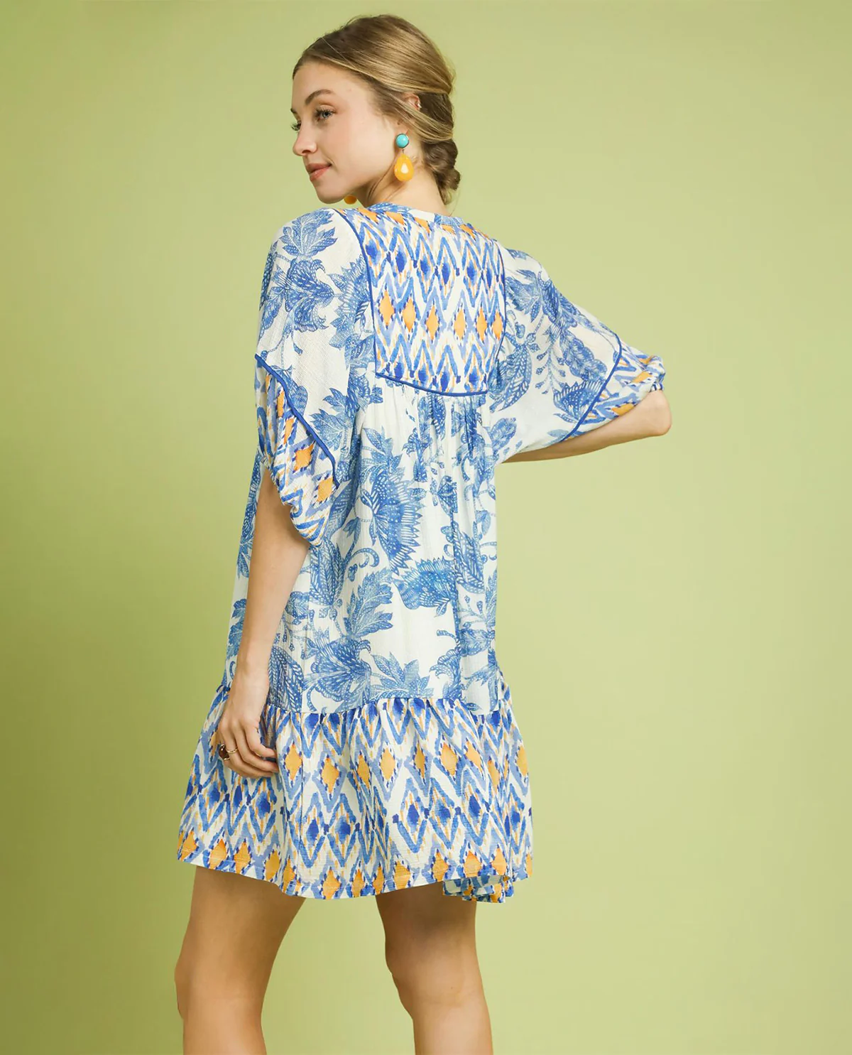 Abstract Mixed Print Babydoll Dress - Image 5