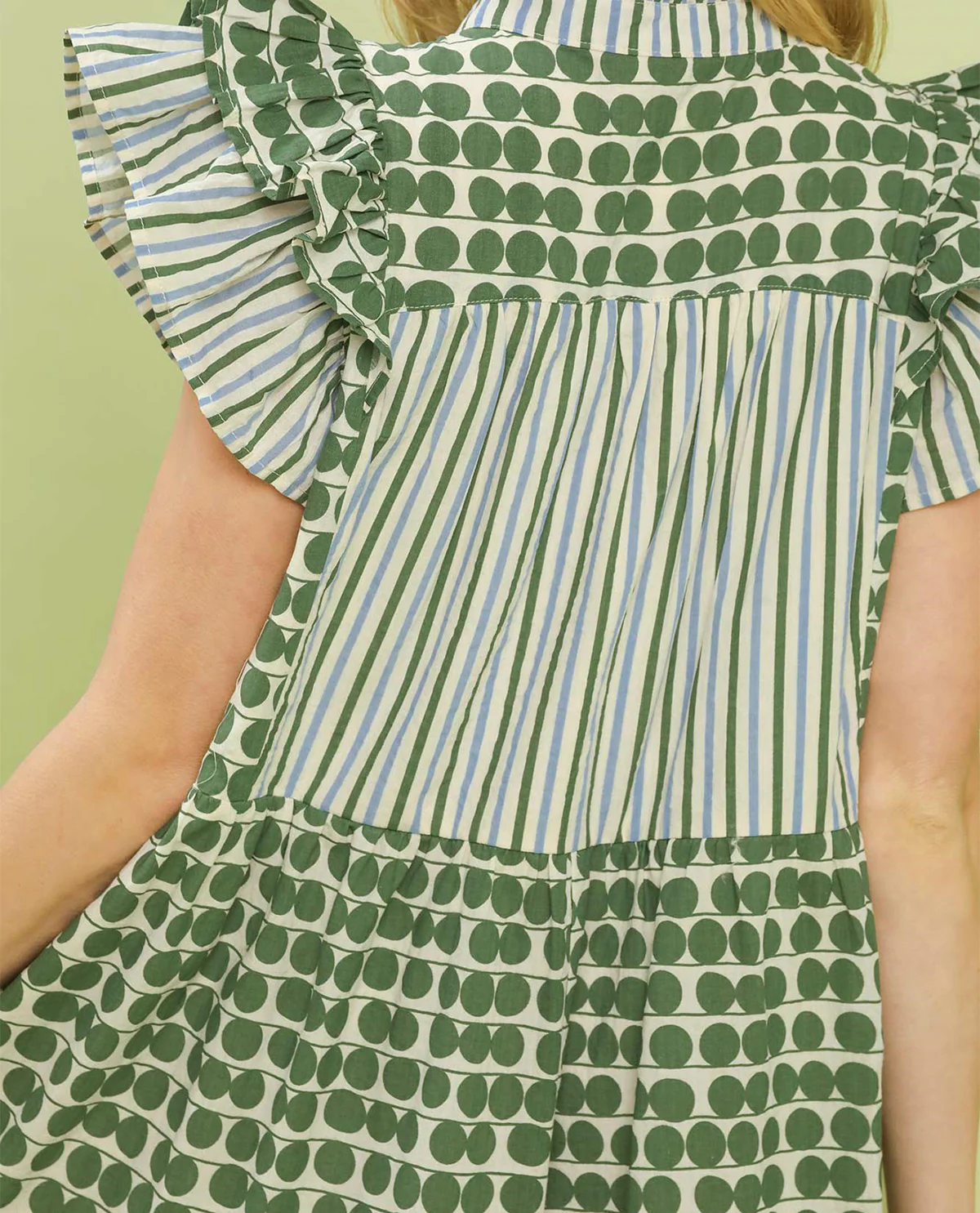 Umgee Mixed Print Tiered Dress Green - Image 2