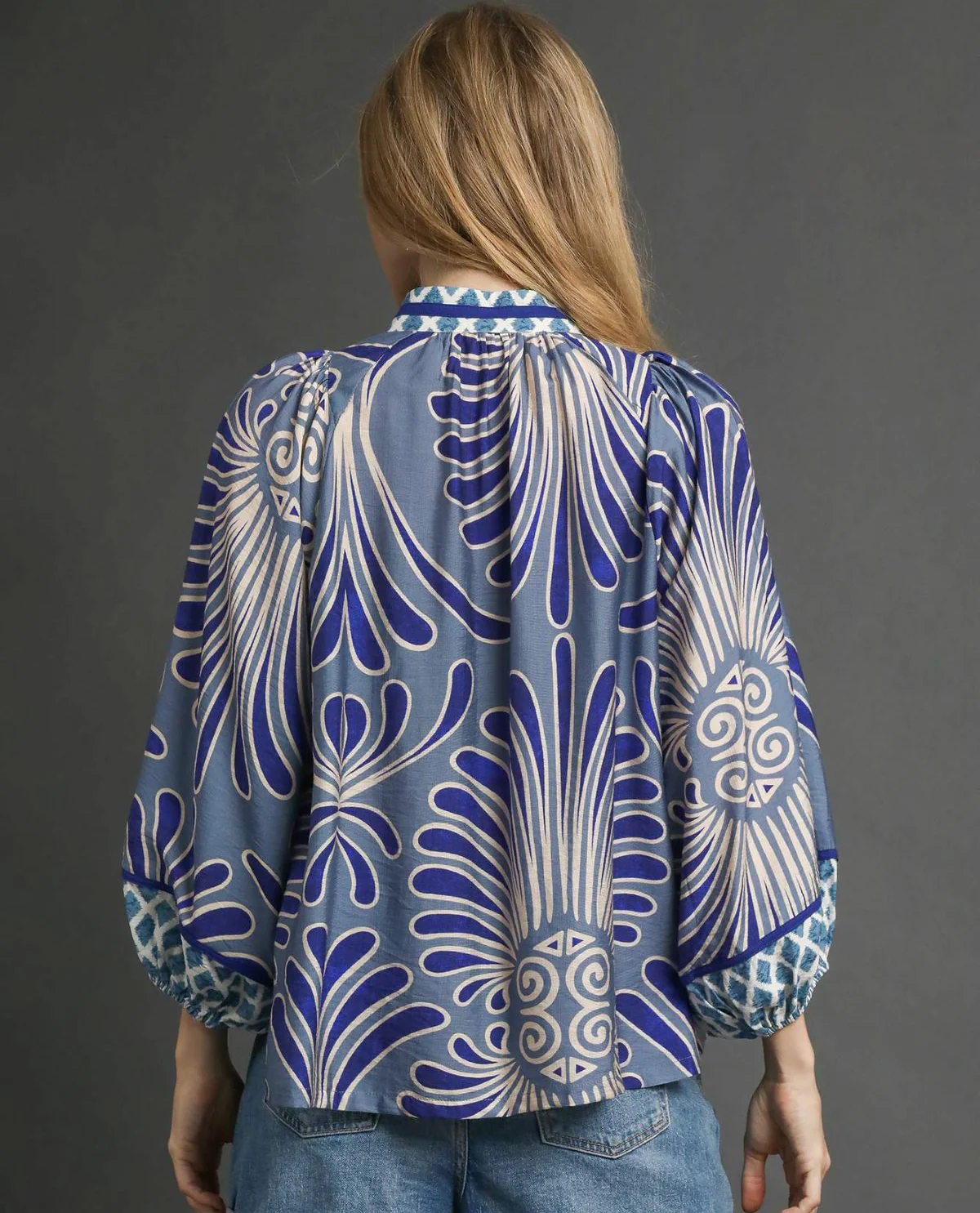 Umgee Mixed Print Top with Smocked Yoke - Image 5