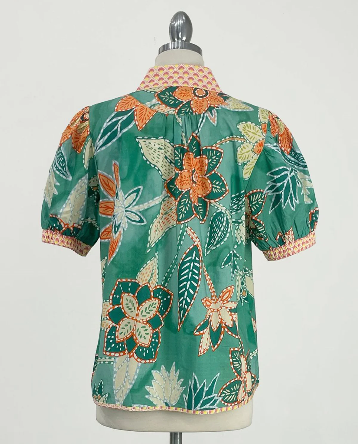 Mixed Abstract Print V-neck Top - Image 2