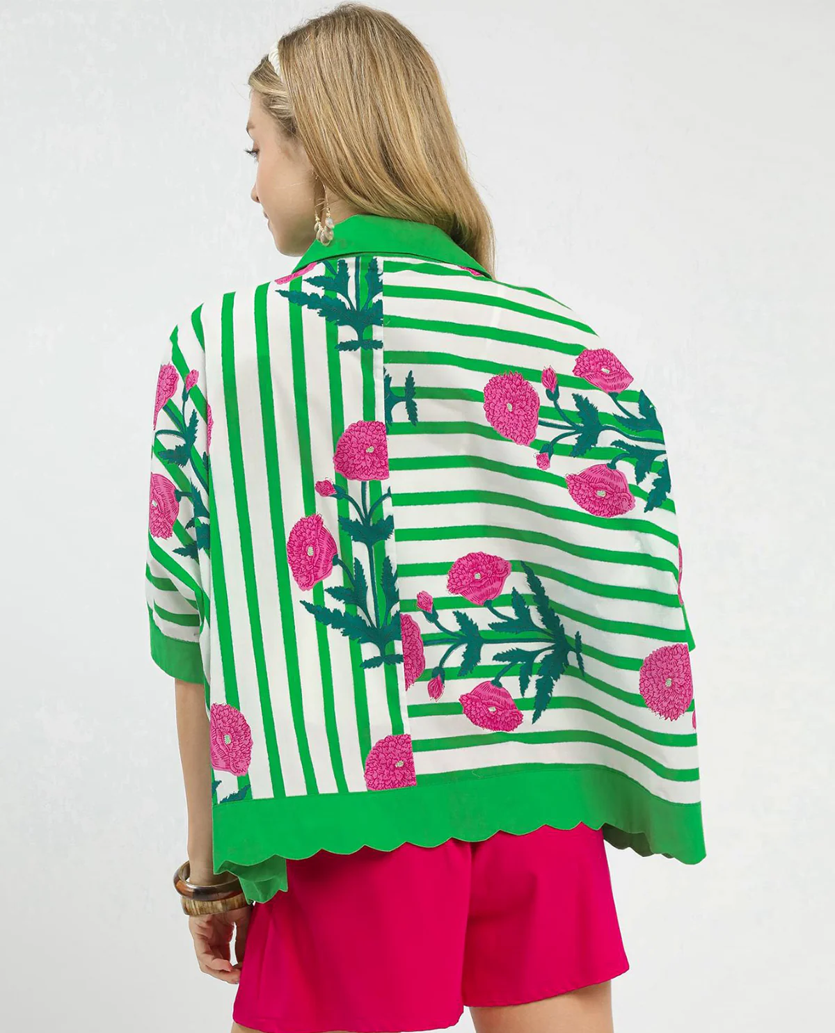 Mixed Stripe & Floral Button Down Top - Image 5