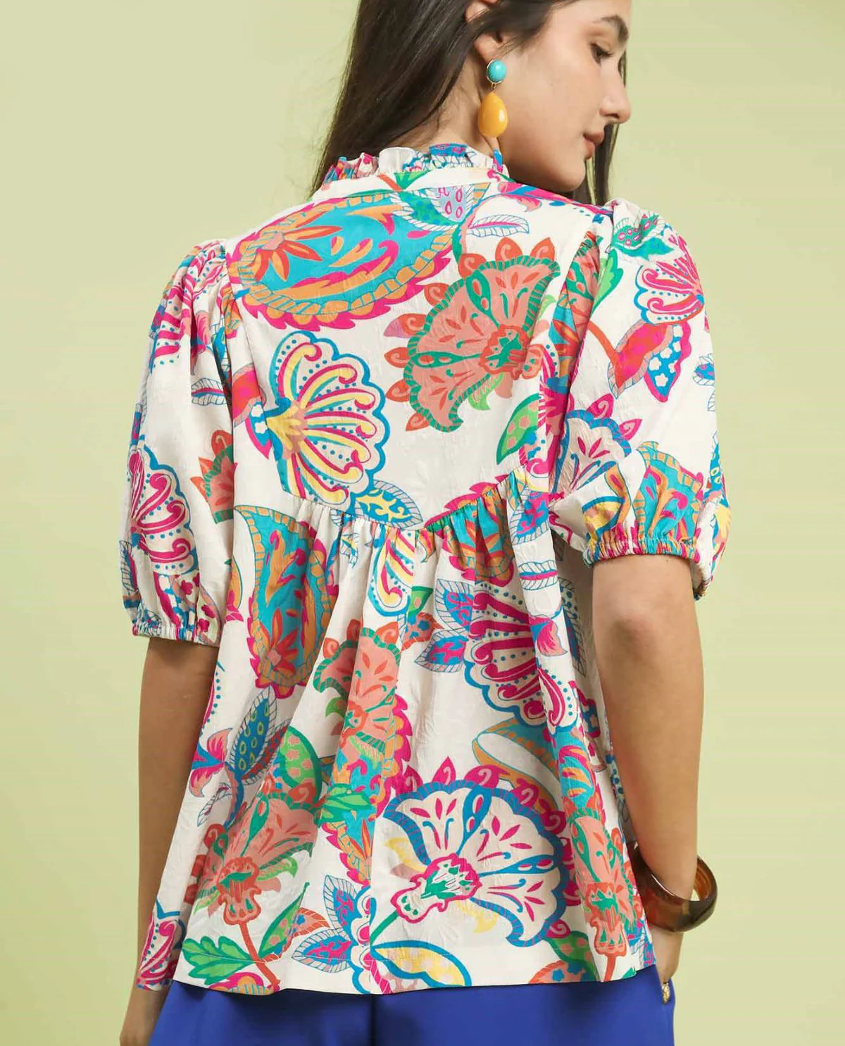 Umgee Paisley Ruffle Neck Top - Image 4