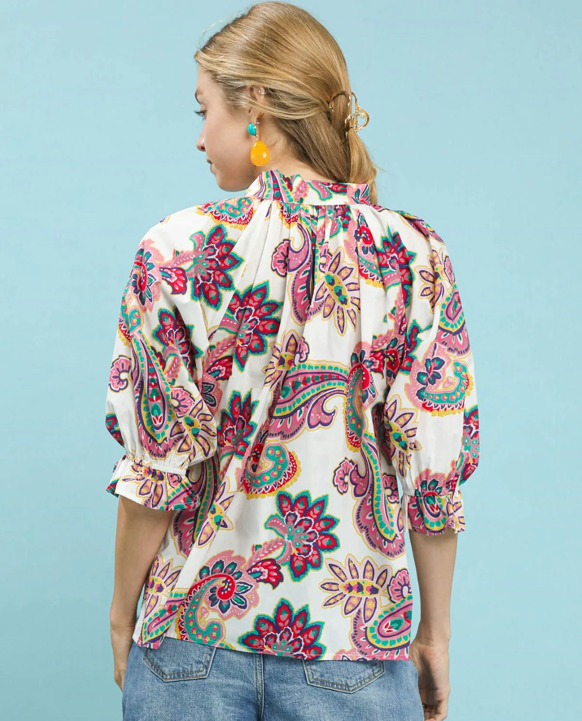 Paisley Print Button Down Top - Image 5