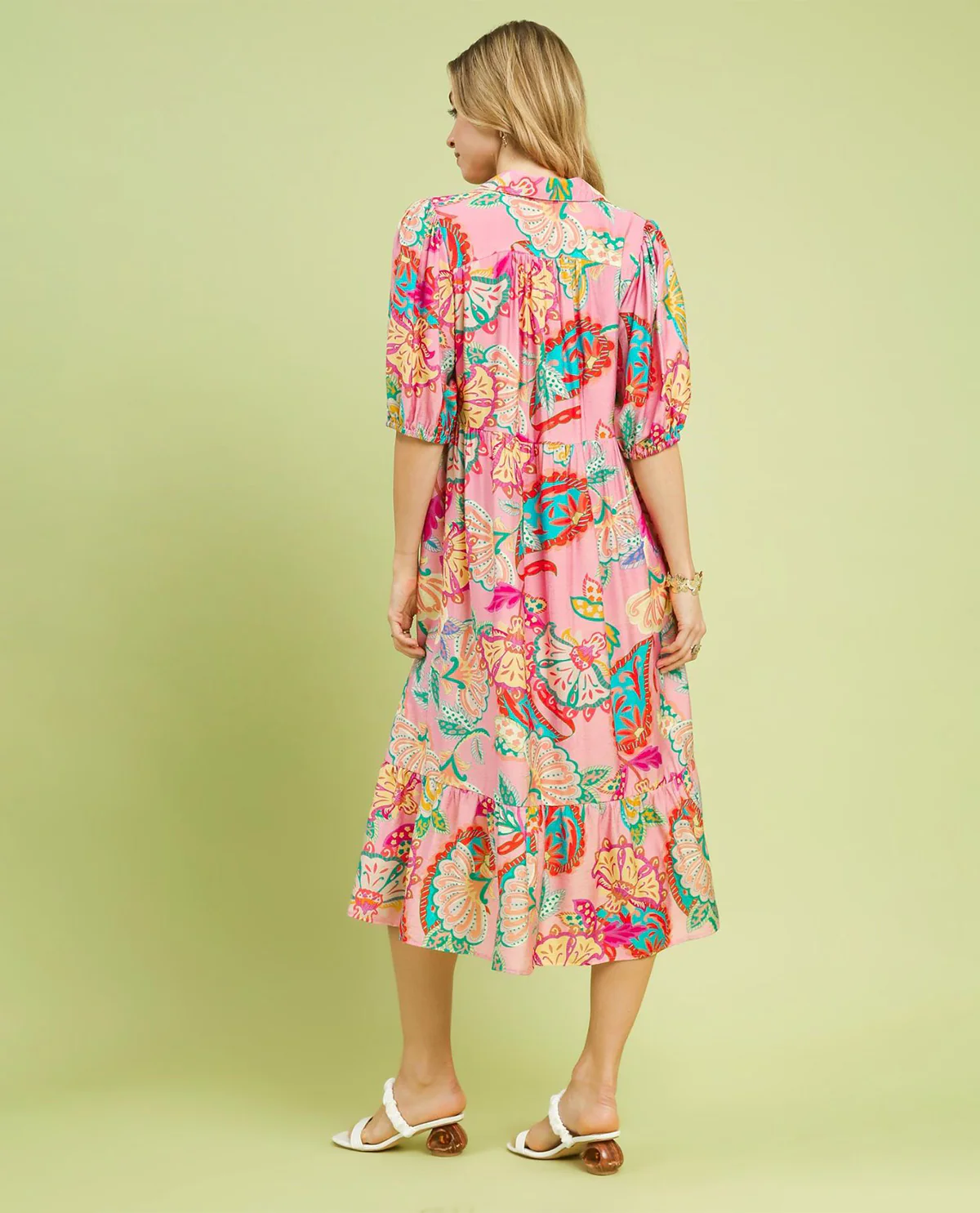Umgee Paisley Print Tiered Dress - Image 3