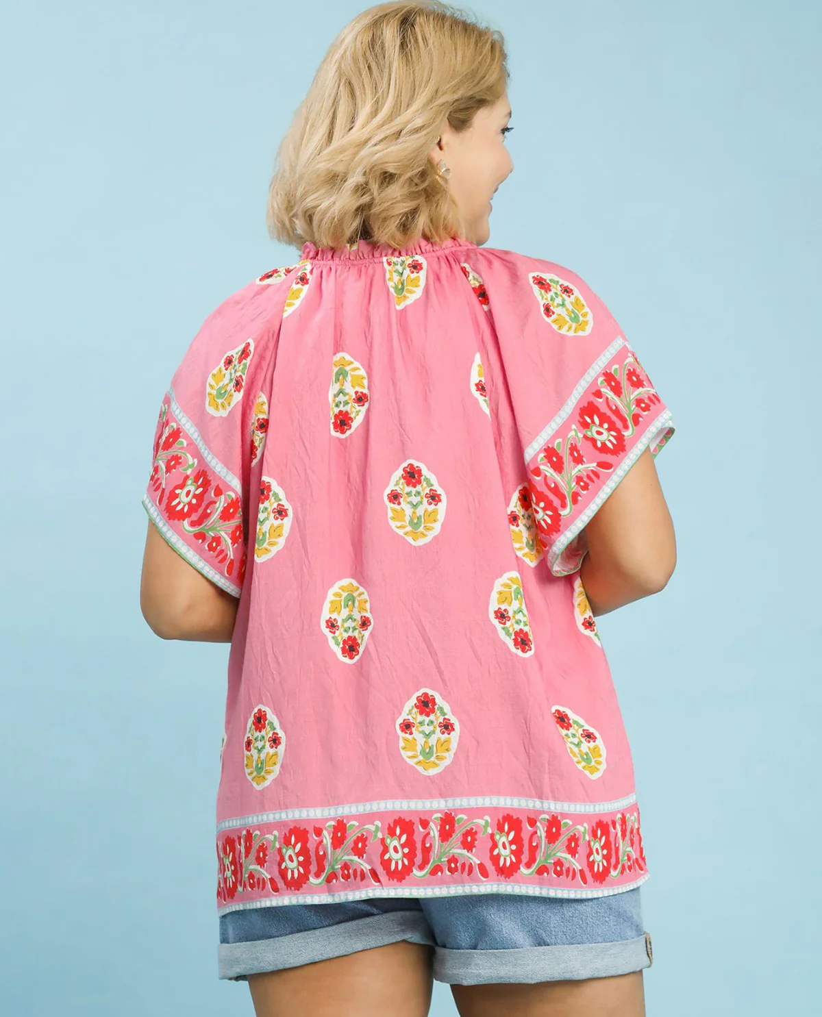 Umgee Floral Print Border Top - Image 2