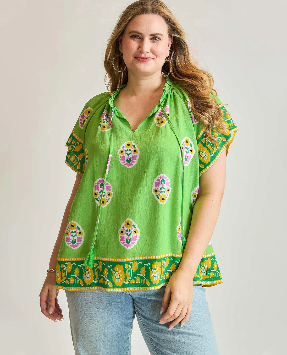 Umgee Floral Print Border Top - Image 3