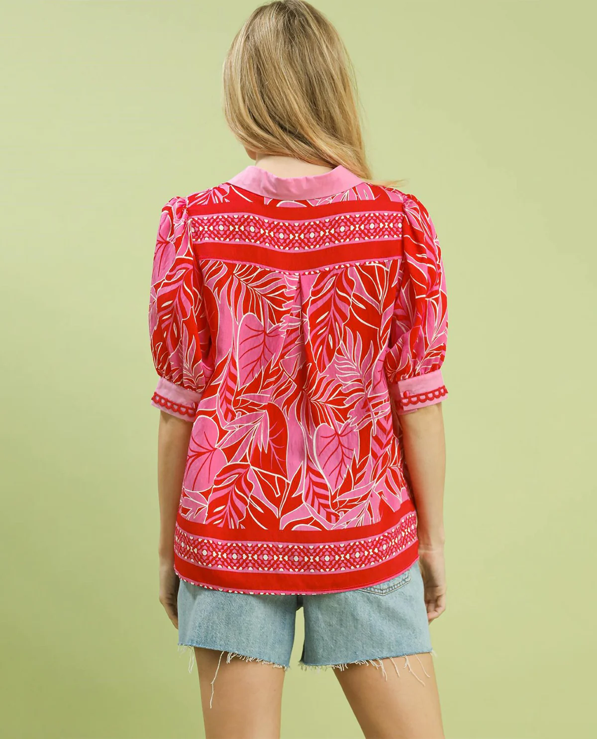 Umgee Print Top with Puff Sleeves - Image 5