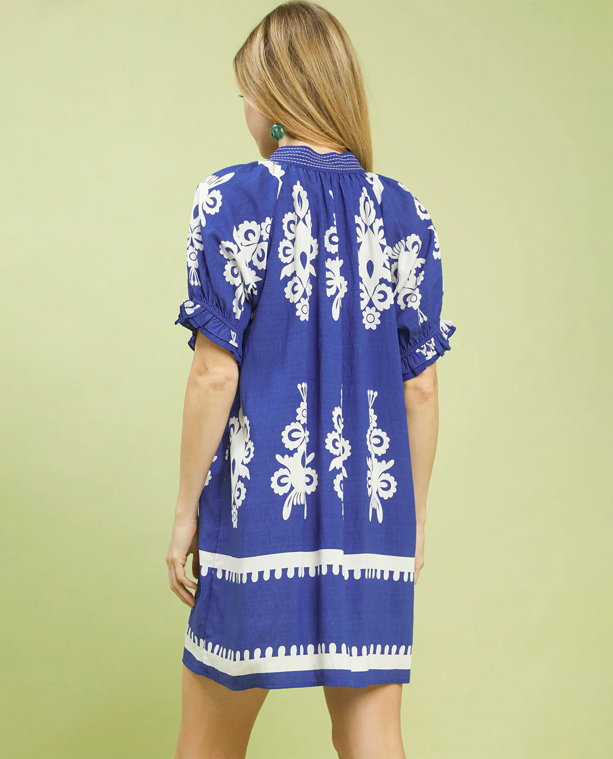 Umgee Print Mini Dress Cobalt Blue - Image 3