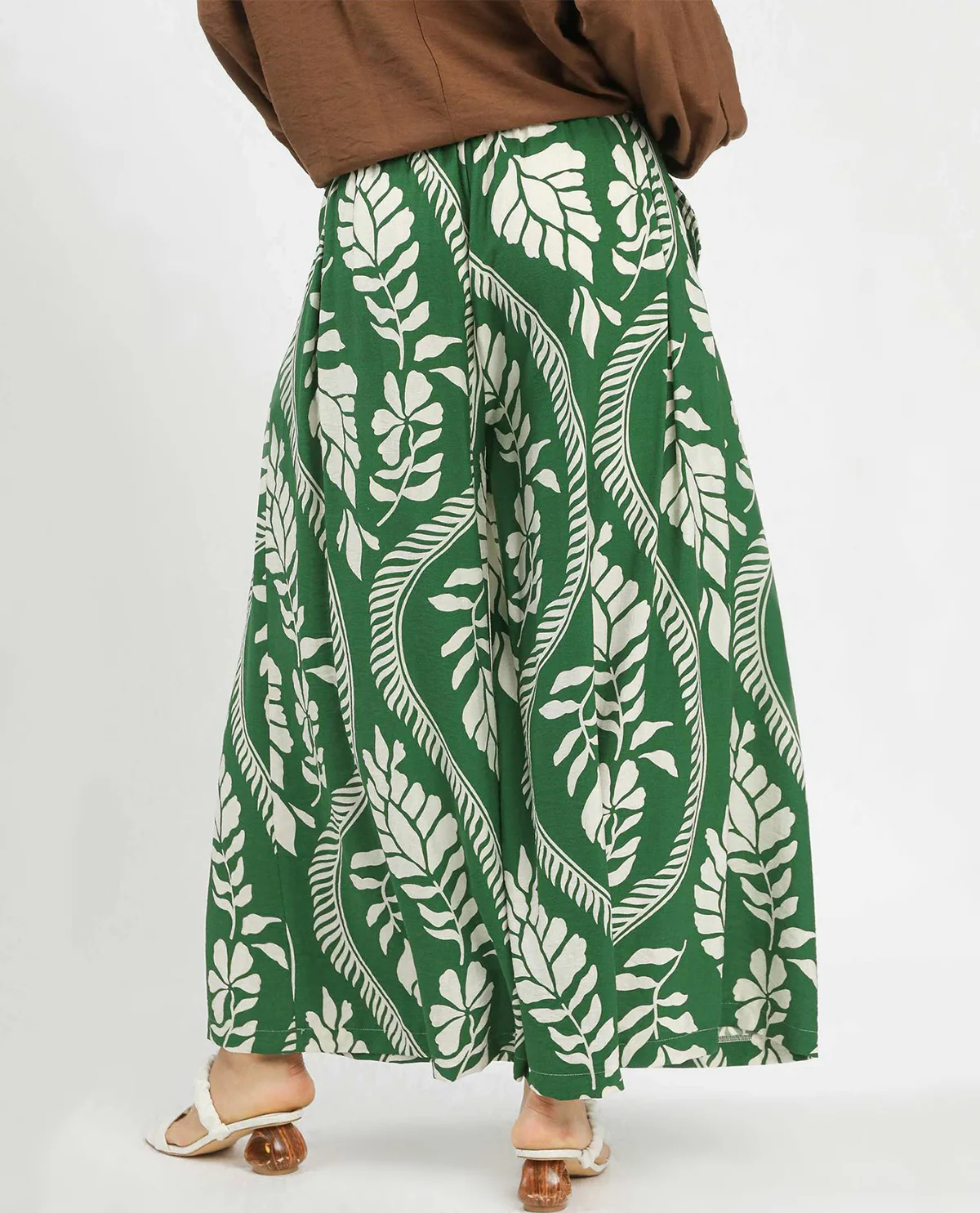 Tropical Leaf Print Wide Leg Pants - Image 5