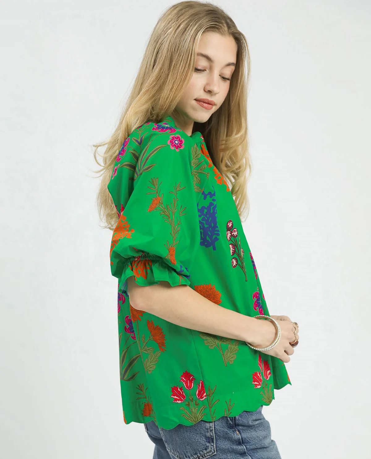 Floral Print Puff Sleeve Top - Image 4