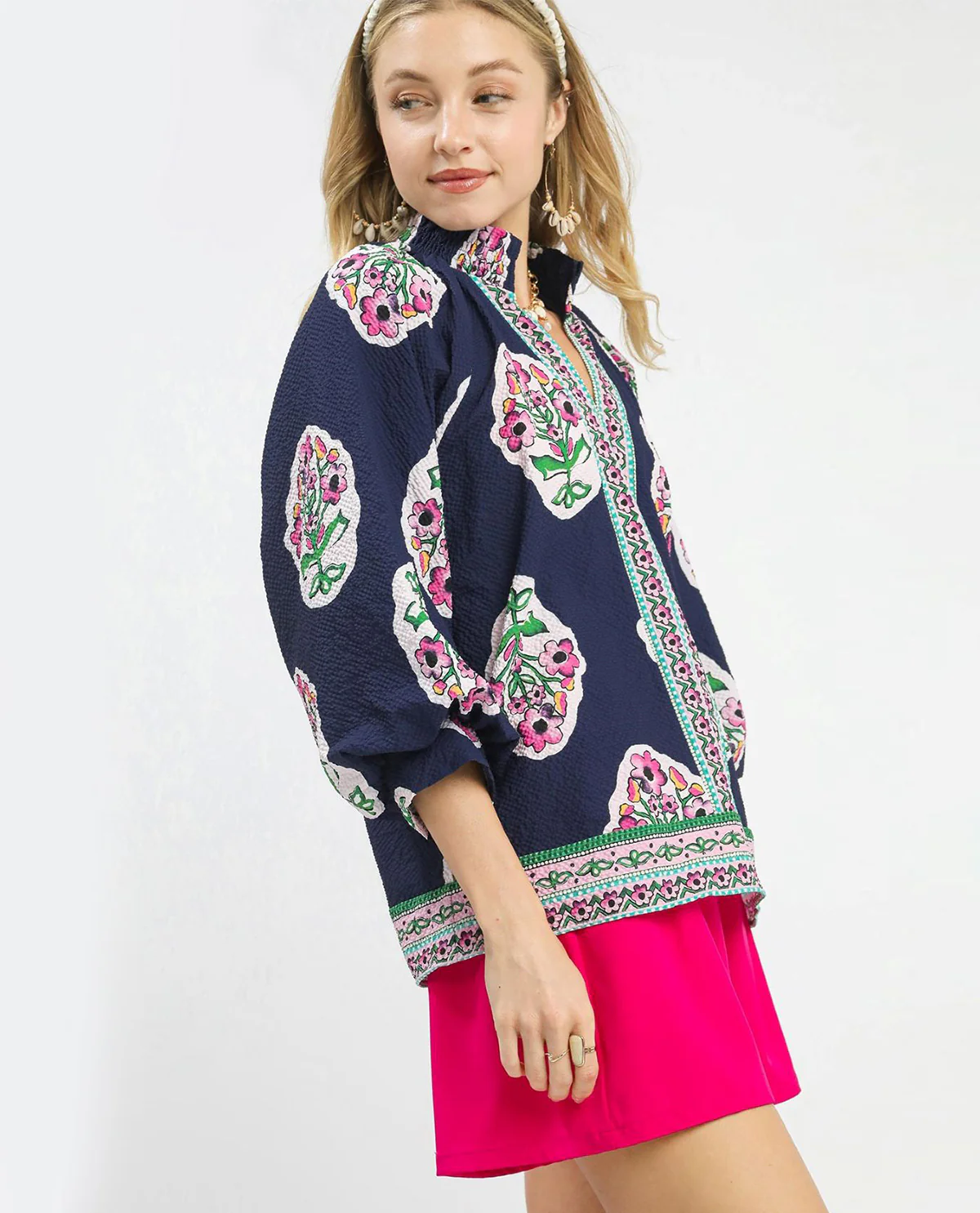 Boho Print Puff Sleeves Top - Image 4