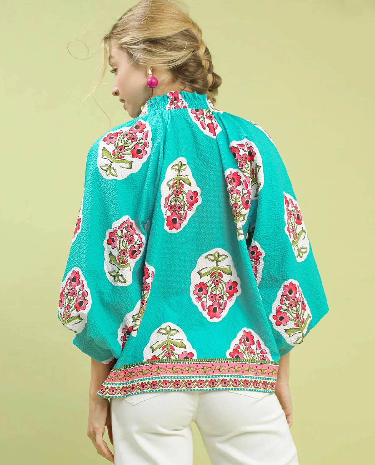 Boho Print Puff Sleeves Top - Image 8