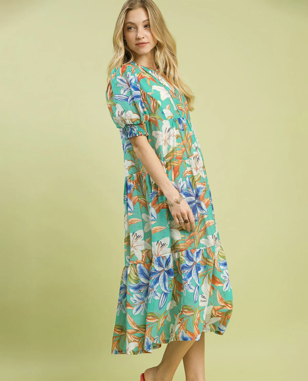 Umgee Print Tiered Dress - Image 2