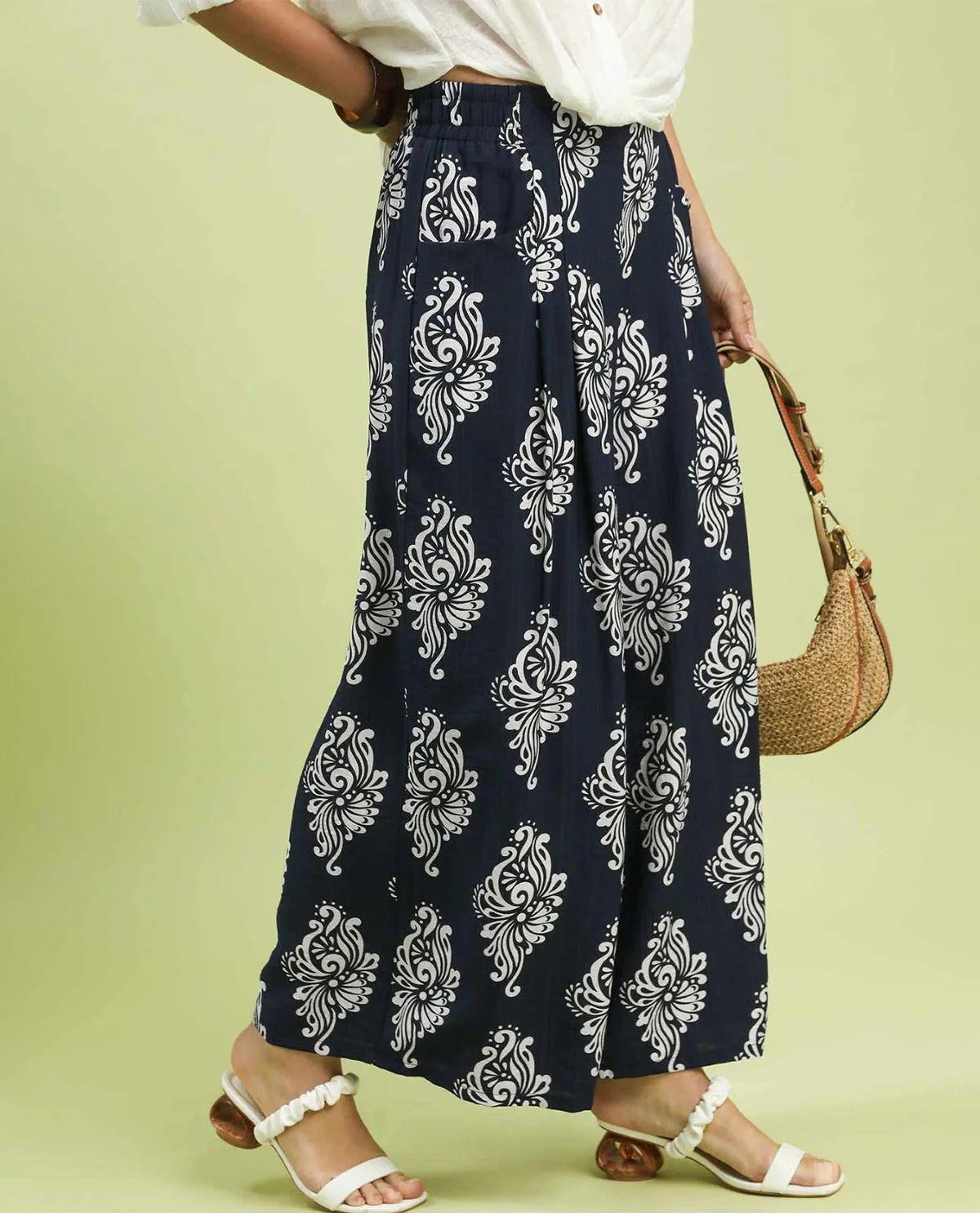 Umgee Abstract Print Soft Pant Navy - Image 2