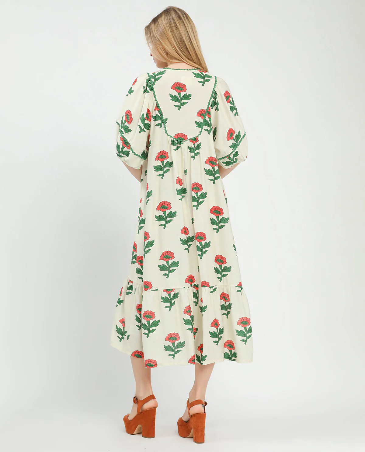 Umgee Print V-Neck Long Dress - Image 6