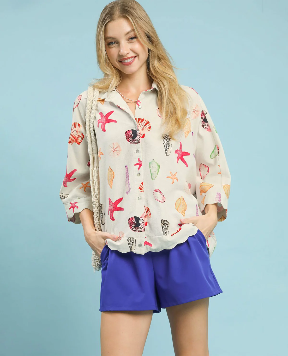 Umgee Seashell and Starfish Print Top - Image 2