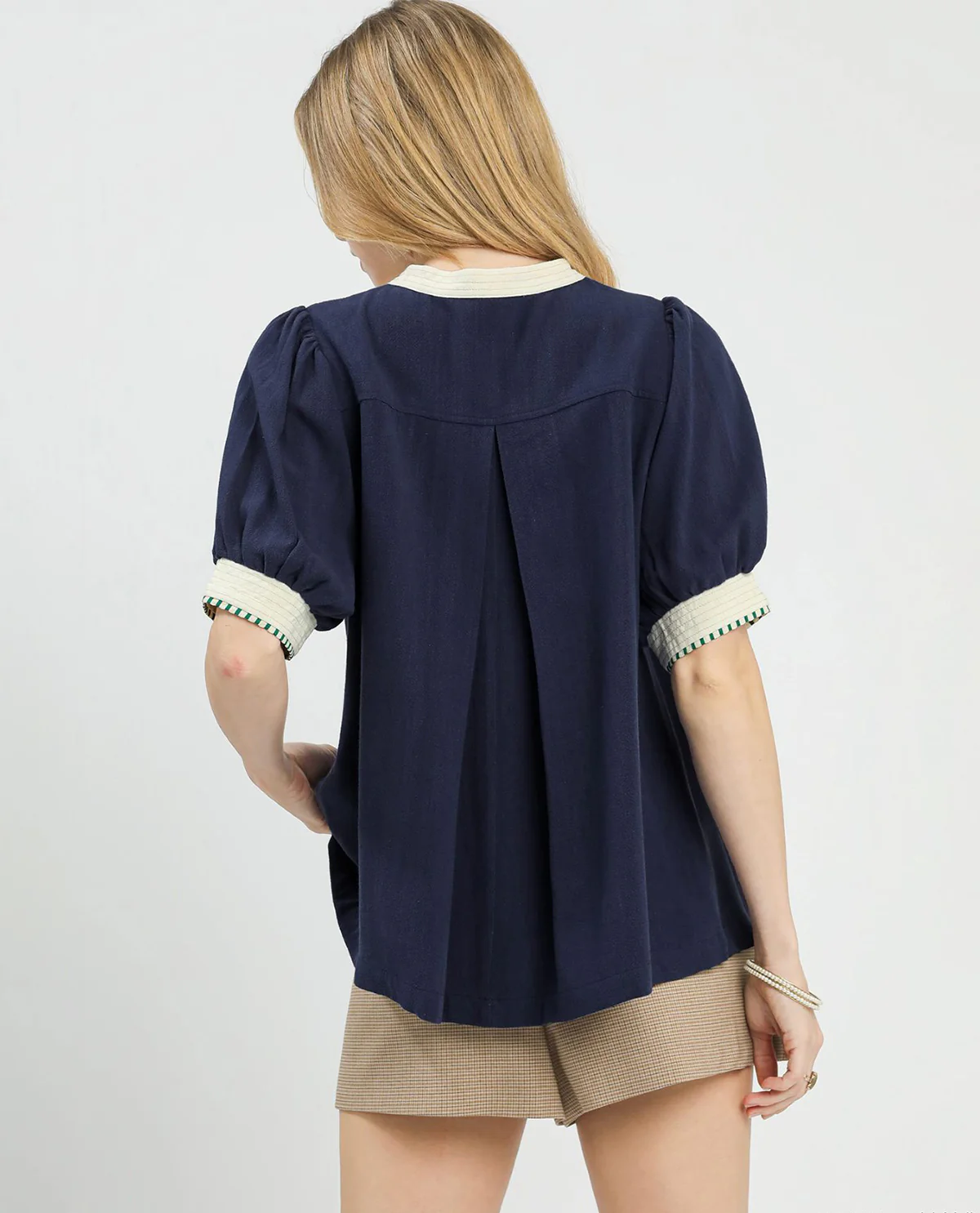Umgee Linen Blend Solid Contrast Trim Top - Image 4