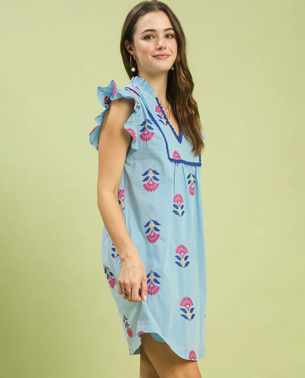 Umgee Print Embroidered Dress - Image 2