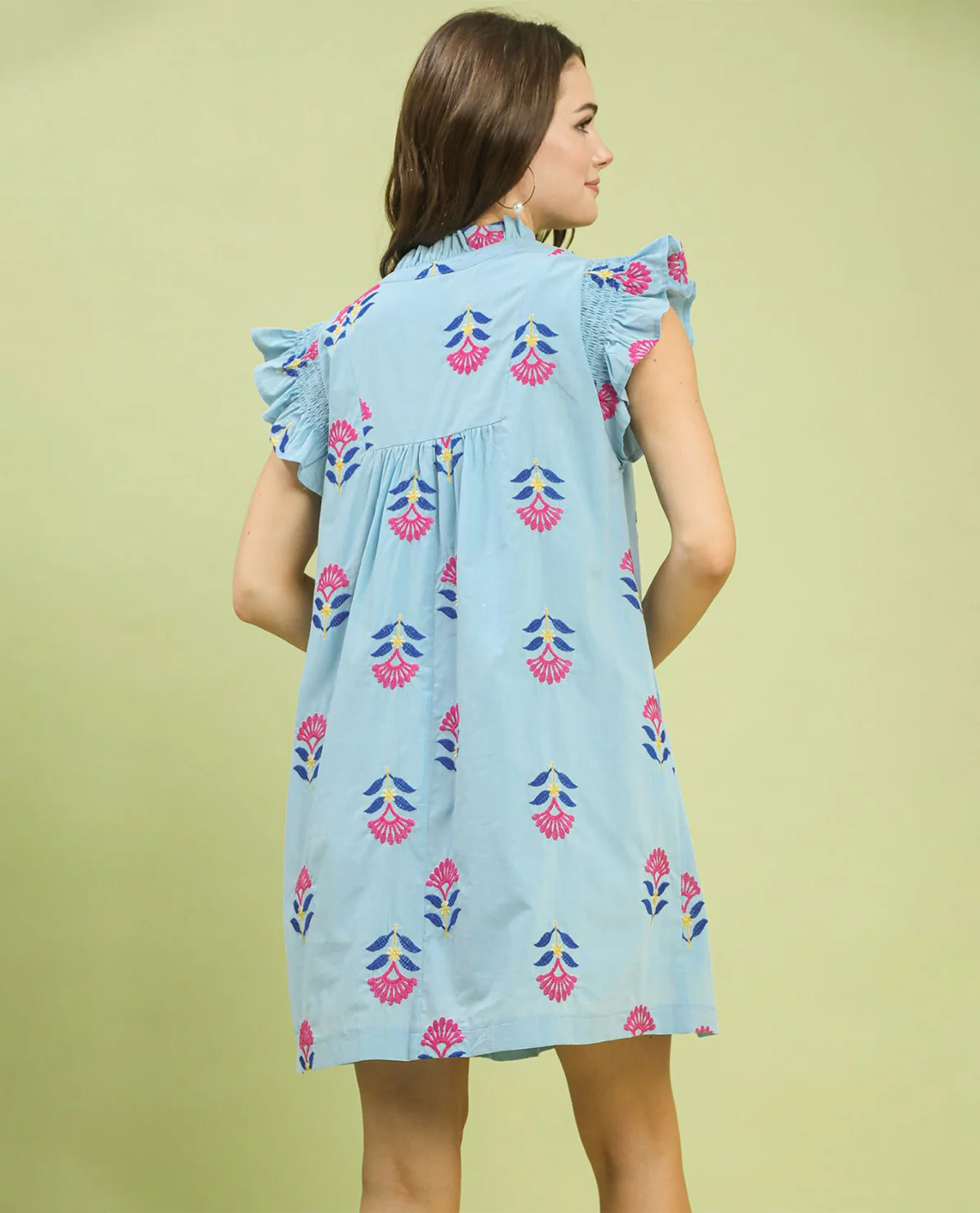 Umgee Print Embroidered Dress - Image 3