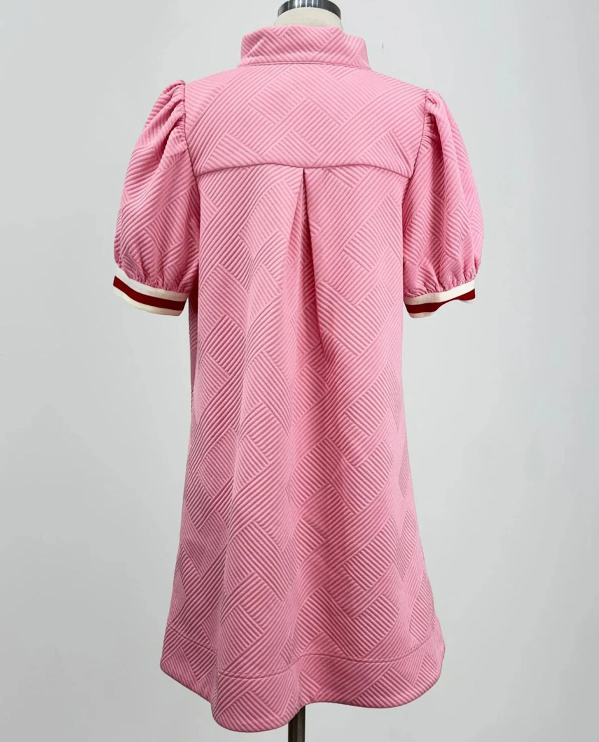 Solid Jacquard Stripe High Neck Dress - Image 2